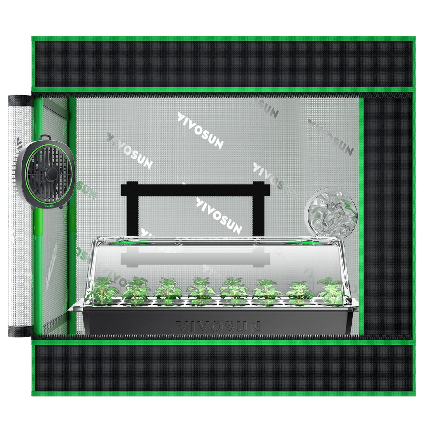 Clone Tent Kit 60 x 40 x 50 cm, with Seed Starter Tray, Heat Mat, AeroWave D4 Clip Fan, and Rockwool Cubes
