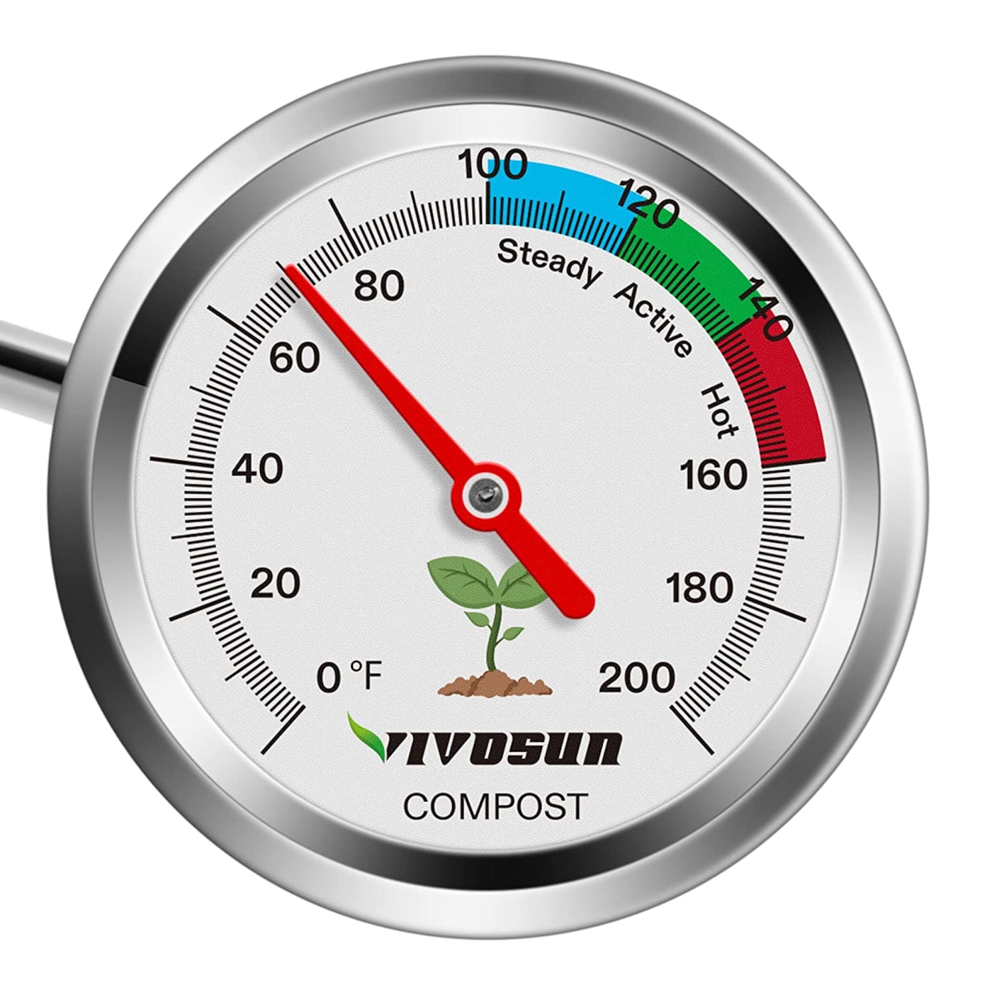 VIVOSUN Compost Thermometer, Backyard Soil Thermometer with Stainless Steel Dial for Composting Bins, Outdoor Gardening and Planting (20 Inch & 0 - 200°F)
