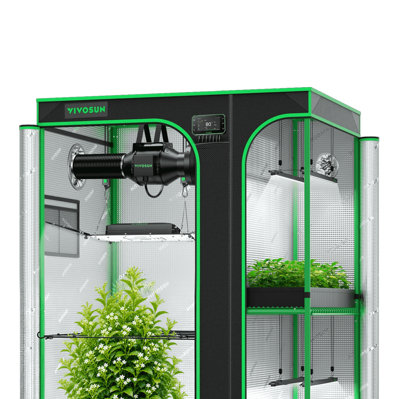 Smart 2-in-1 Grow Tent Kit 3x4, 2-Plant Complete System, with WiFi E42A+ Controller, AeroLight Wing AW200SE LED Grow Light, and 4-inch AeroZesh G4 Ventilation Combo