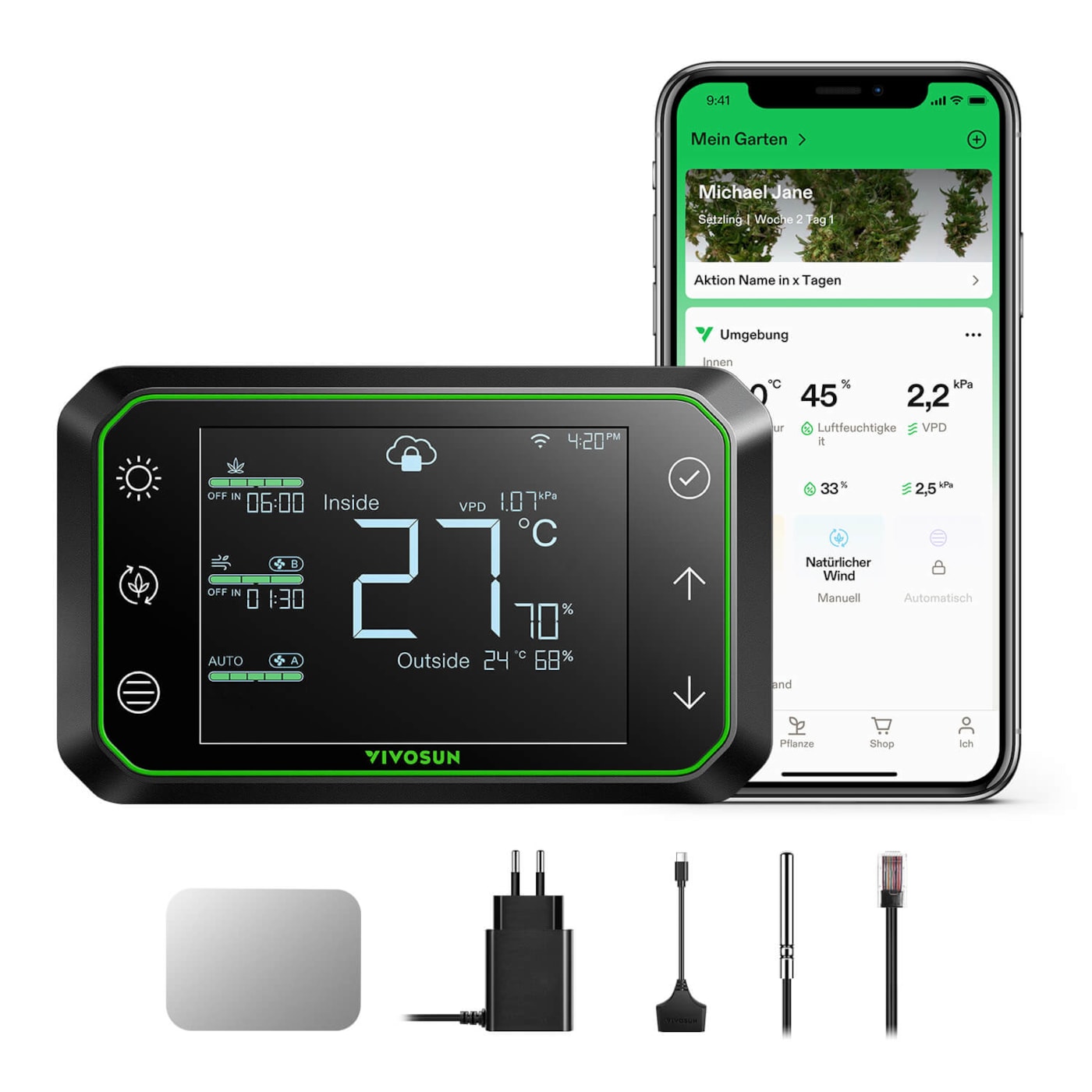 GrowHub E42A Controller for Grow Tent, Smart Environmental WiFi-Controller with Temperature, Humidity, Timer, Cycle, Schedule Controls, Data App