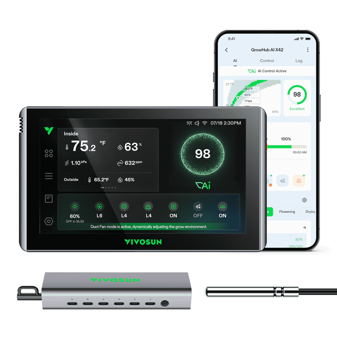 GrowHub X42 AI Controller for Grow Tent, All-in-One Grow Automation System with Stable Environment Control & VPD Management, Wireless Device Sync & App Monitoring for Indoor Grow Systems & Hydroponics
