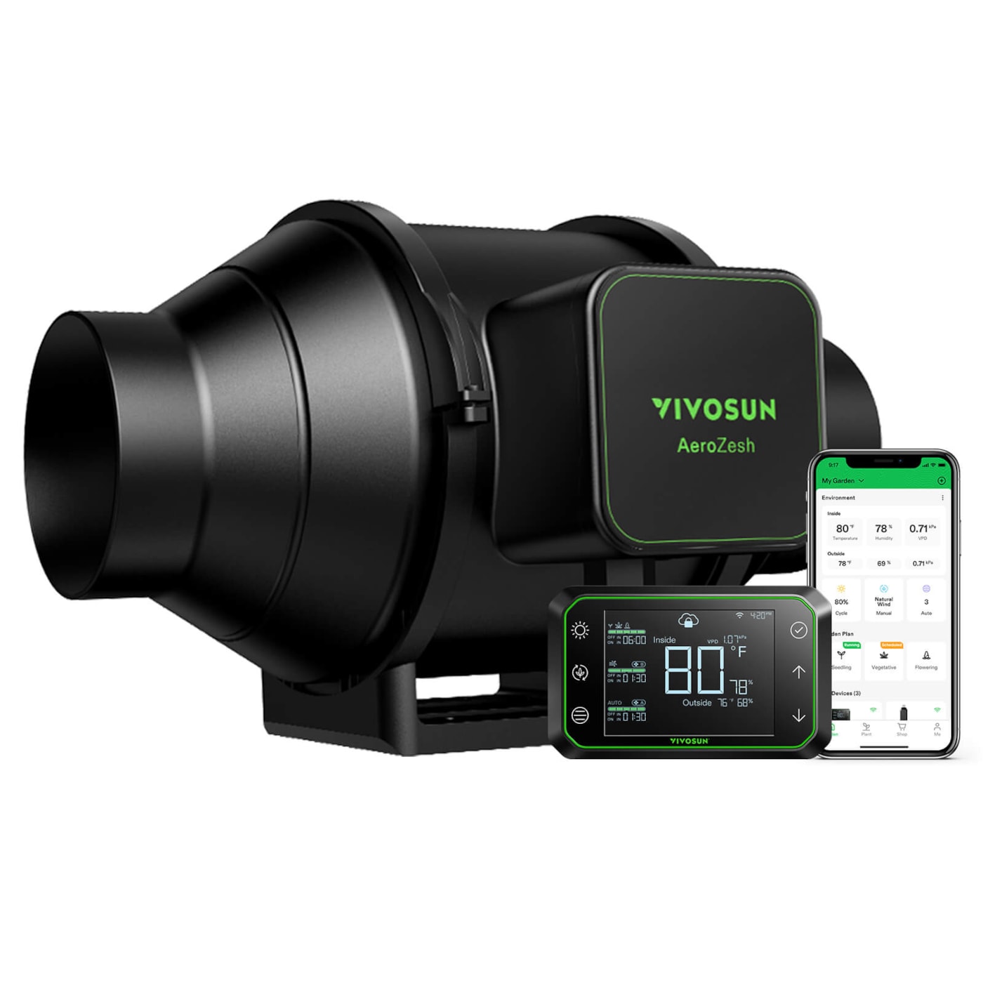 VIVOSUN AeroZesh S4 Inline Duct Fan and GrowHub E42