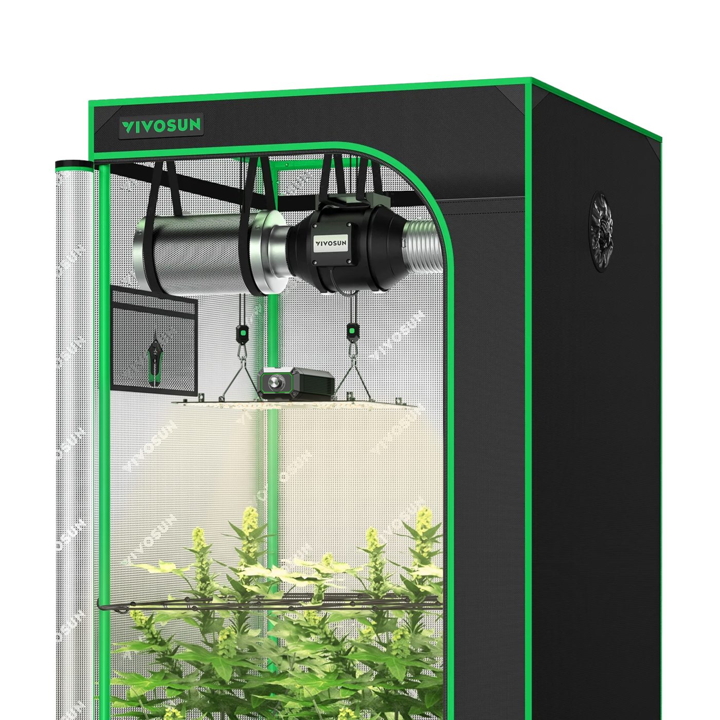 Standard Grow Tent Kit GIY-27 2.7x2.7, 2-Plant Complete System, with LumaLight 100W Grow Light, 4-inch Ventilation Combo