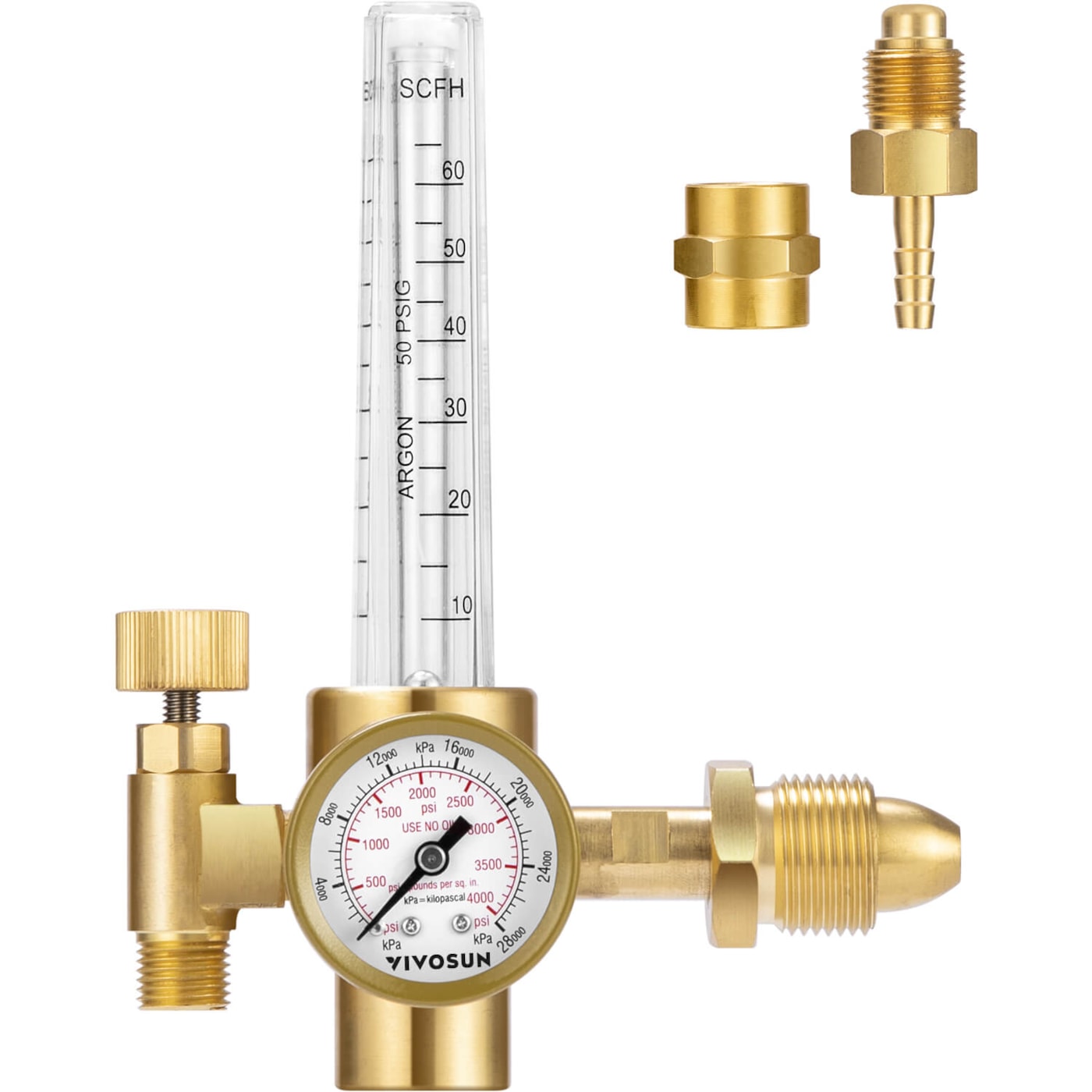 VIVOSUN Argon/CO2/Helium Regulator Emitter System with 50 PSI Fixed, Max. 4000PSI Inlet Pressure, Precise Brass Regulator for Gas Control in Hydroponic, Grow Tent, House Aquarium