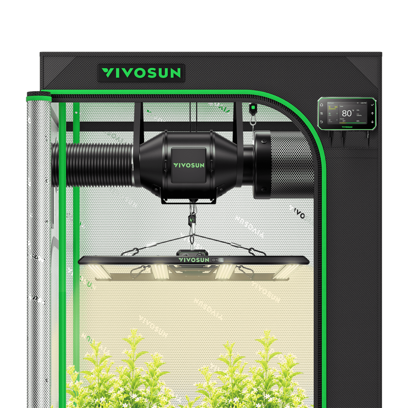 Smart Grow Tent Kit 3x3 Complete Indoor Grow System with Smart Controller, Full-Spectrum LED Grow Light & Ventilation Automation System, 1680D Mylar Tent 36"x36"x72"