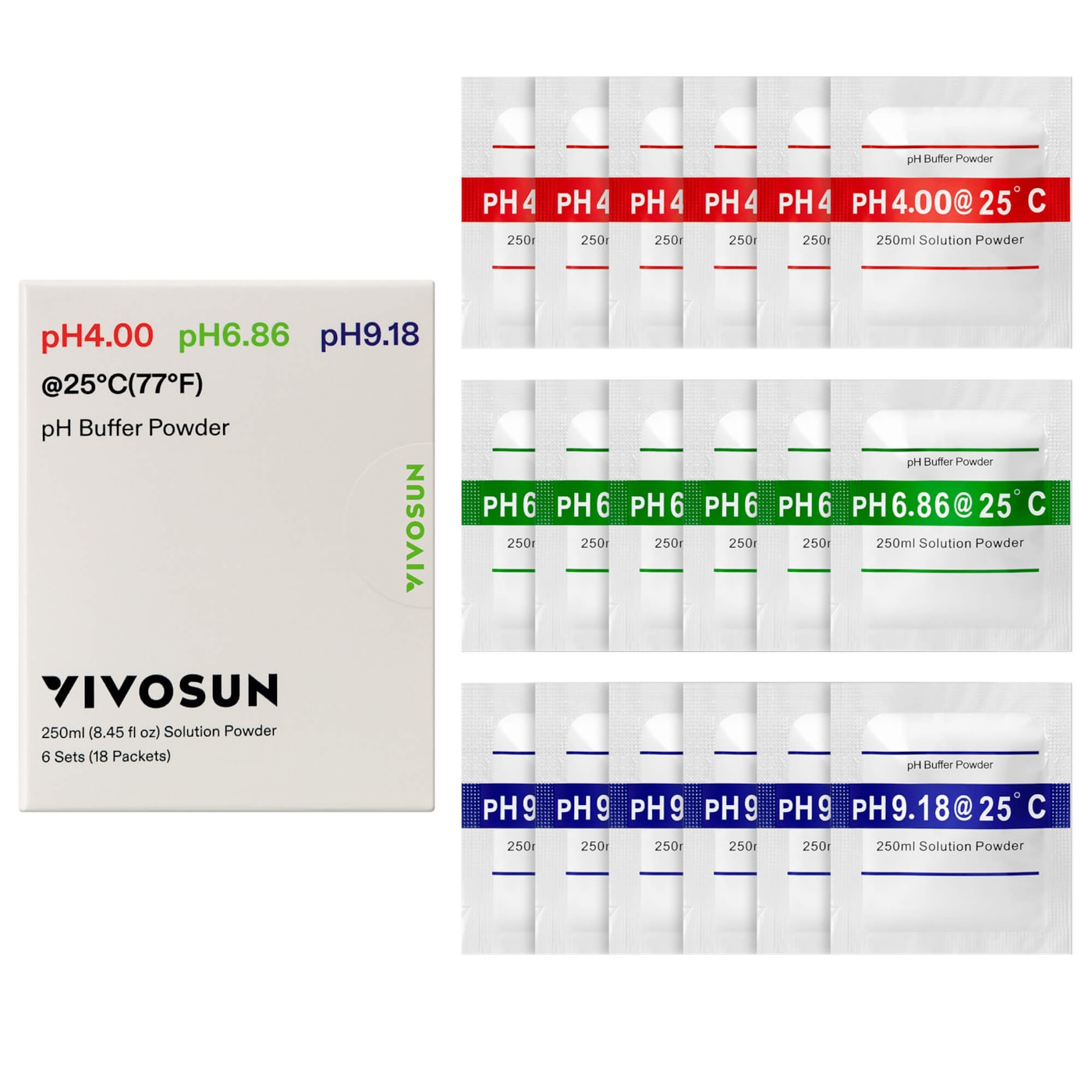 18-Pack pH Meter Buffer Solution Powder, pH 6.86/4.00/9.18, pH Buffer ...