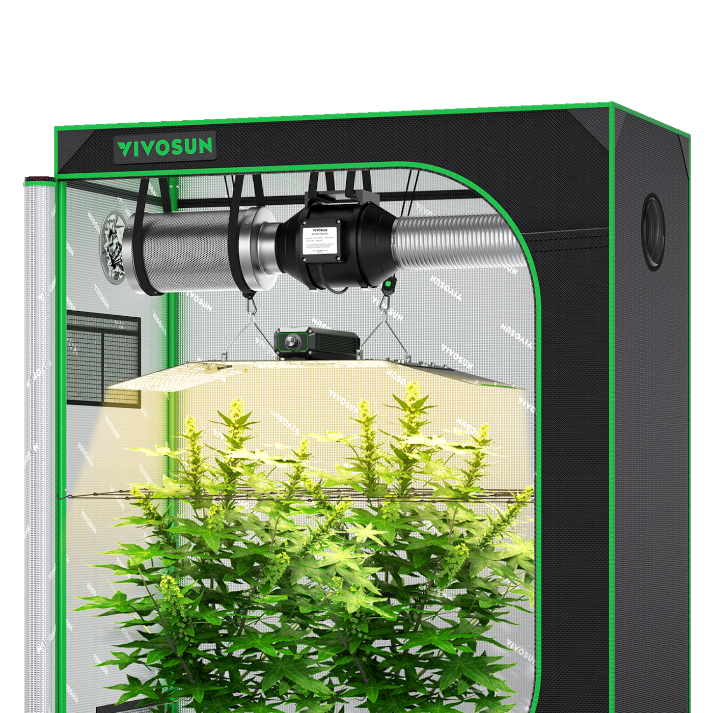 Starter Grow Tent Kit, 4 × 2ft 2-Plant System, WiFi-Controlled Grow System with Full Spectrum LED Grow Light, Automatic Ventilation, GrowHub Outlet A22 with Temperature and Humidity Sensor