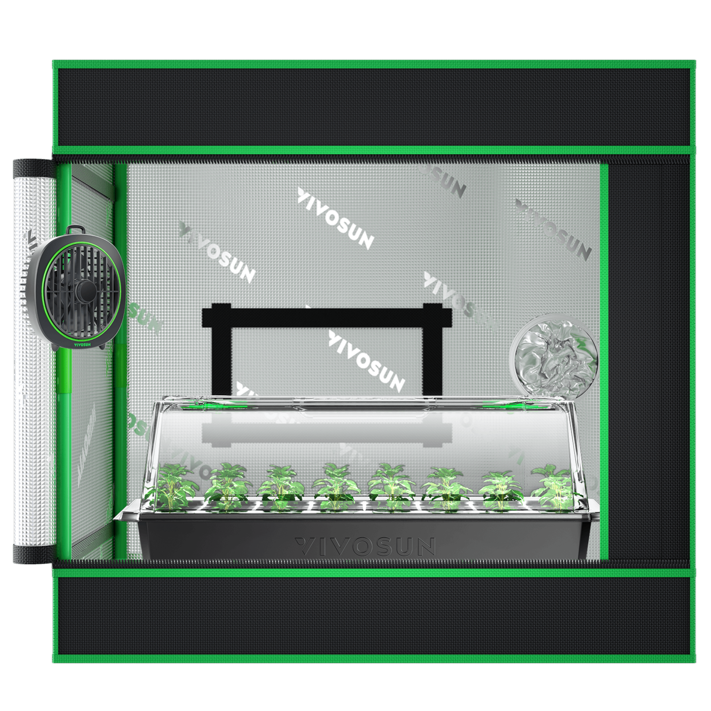 Clone Tent Kit 20″x14″x21″, with Seed Starter Tray, Heat Mat, AeroWave D4 Clip Fan, and Rockwool Cubes