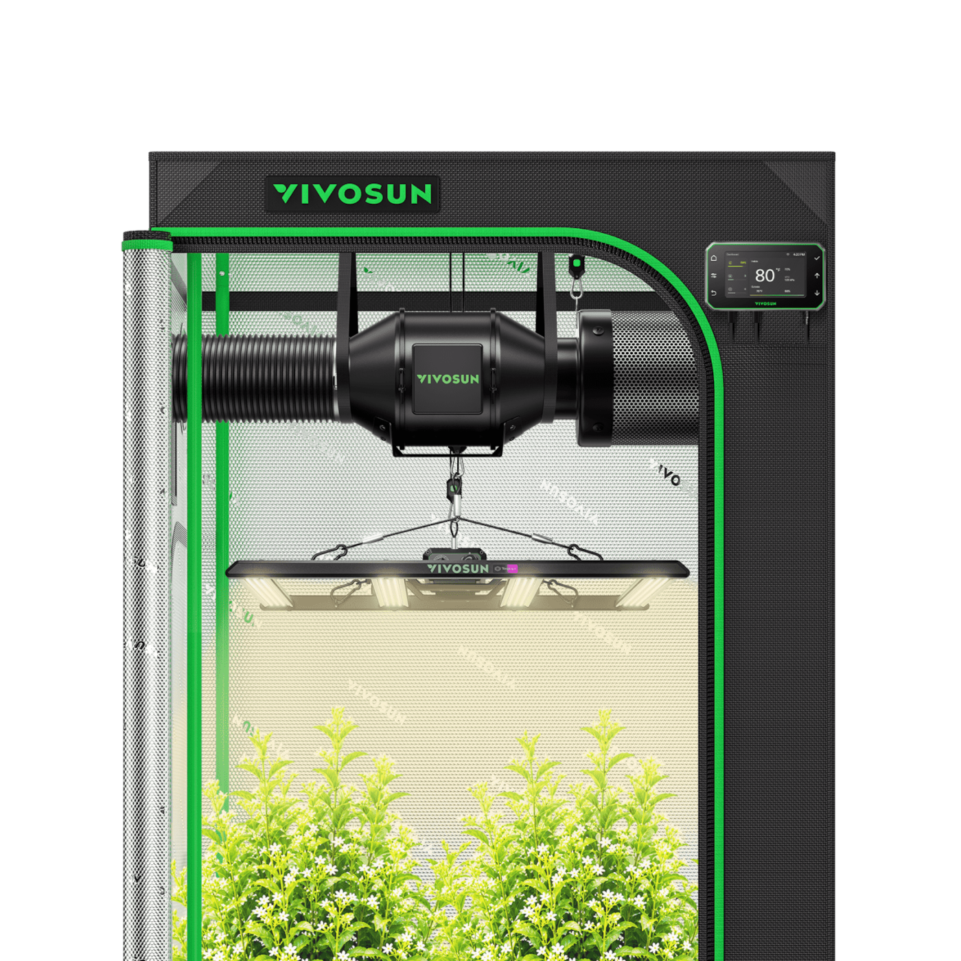 Smart Grow Tent Kit 3x3 Complete Indoor Grow System with Smart Controller, Full-Spectrum LED Grow Light & Ventilation Automation System, 1680D Mylar Tent 36"x36"x72"