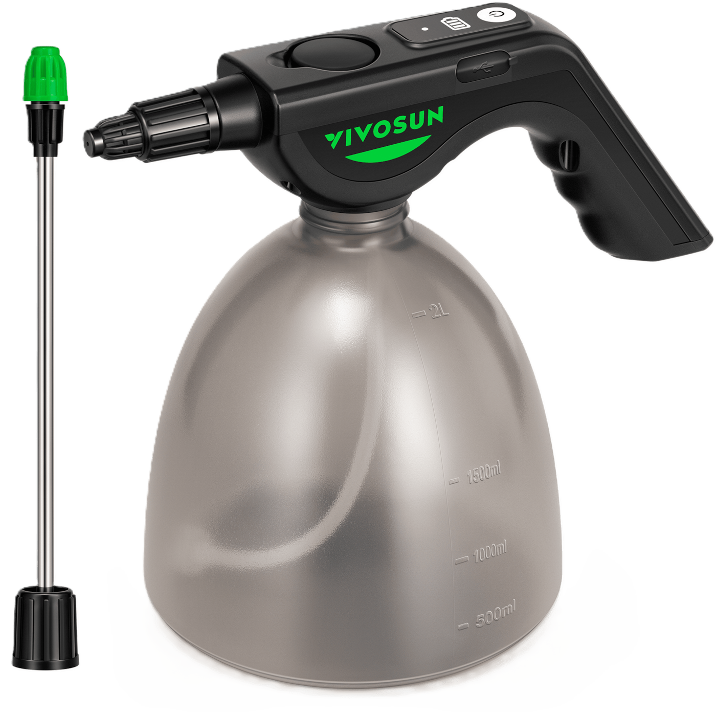 Battery Powered Sprayer 0.5Gallon, Electric Spray Bottle USB Rechargeable, 2.2 Ah Battery