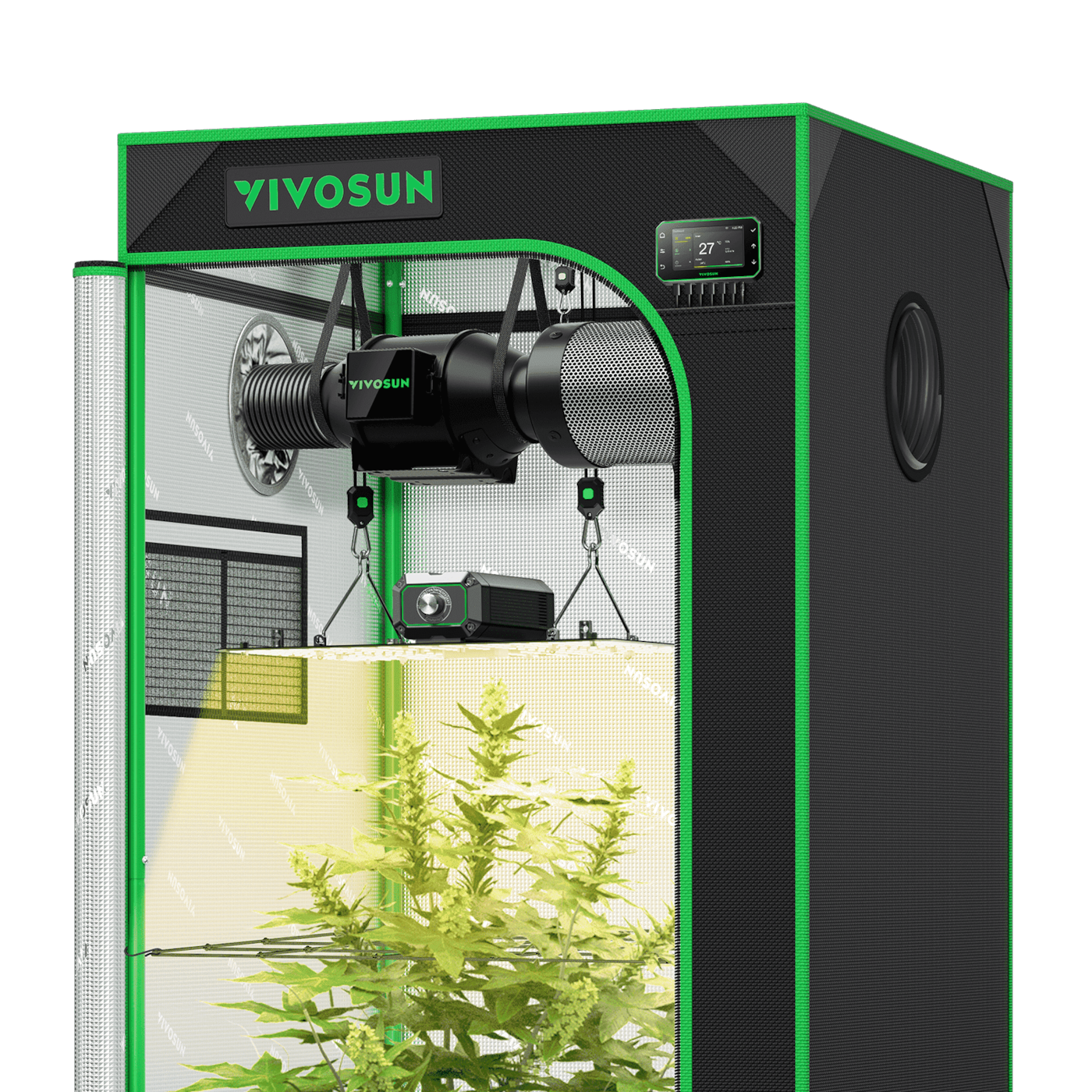 VIVOSUN Smart Growbox Komplettset, 60×60 cm – 1-Pflanzen-SystemIntelligentes, vollautomatisches Grow-Setup mit WLAN-Steuerung, integriertem GrowHub E42A+ Controller und hocheffizientem Full-Spectrum LED Grow Light