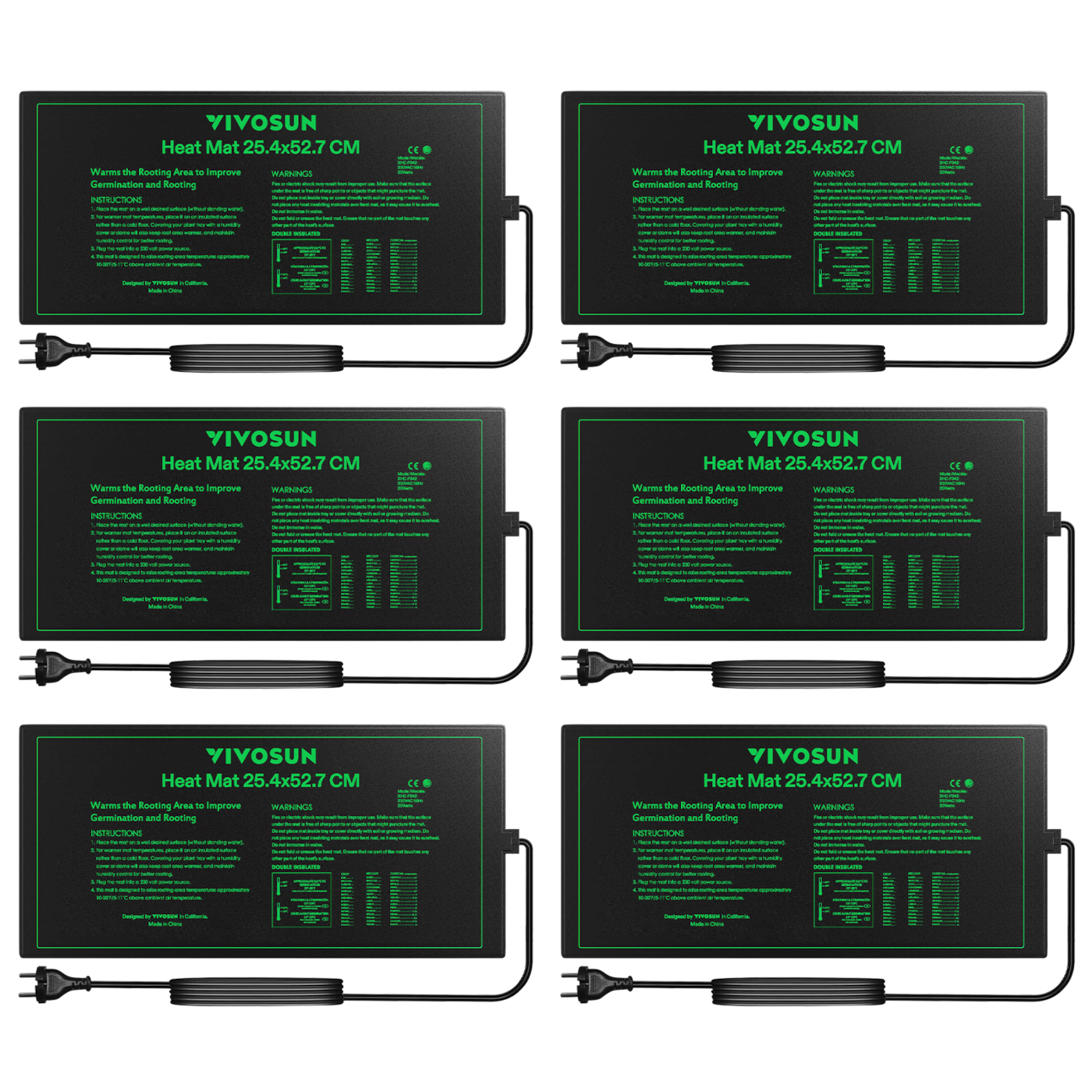 Heizmatte für Setzlinge, 25 x 53 cm, 6er-Pack
