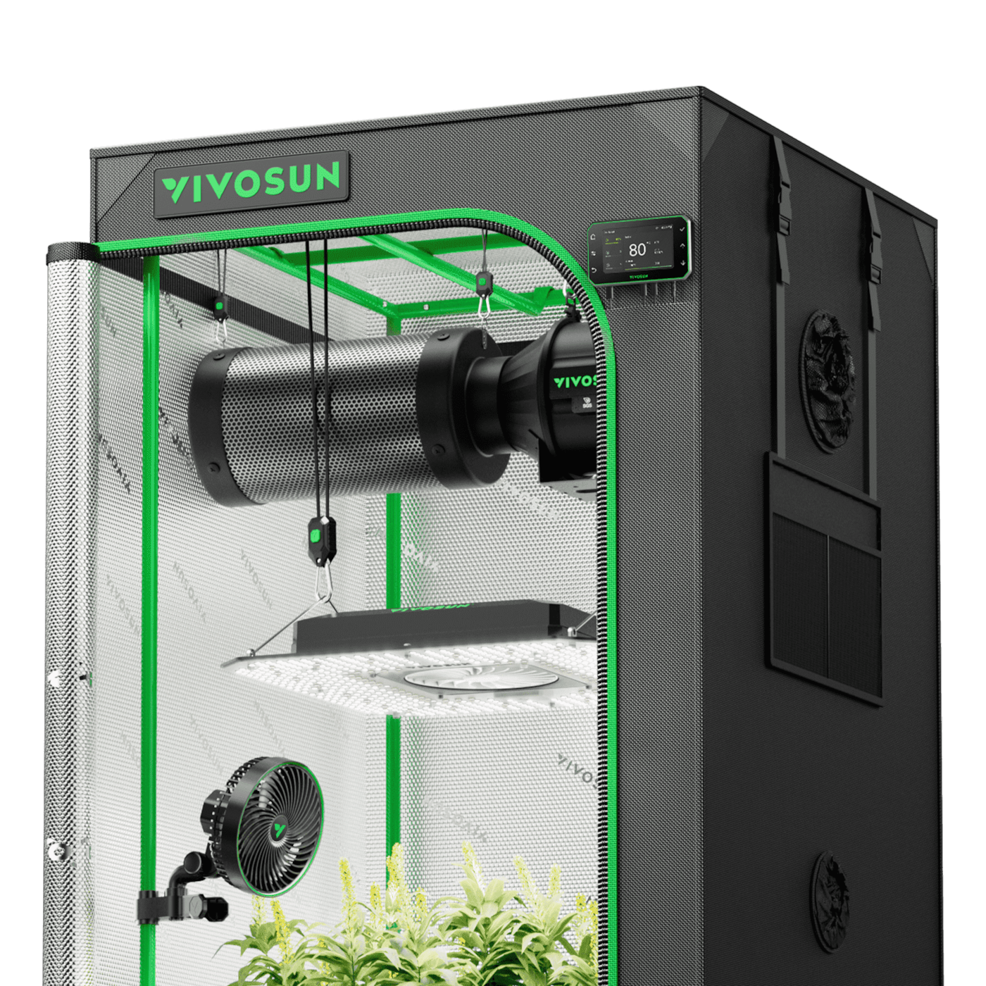 Smart Grow Tent Kit PRO 2.3x2.3 Indoor Grow System with 2-in-1 Tunable Spectrum LED Light, Smart GrowHub Automation, Efficient Ventilation & 360° Airflow, 2000D Mylar Tent 28"x28"x63"