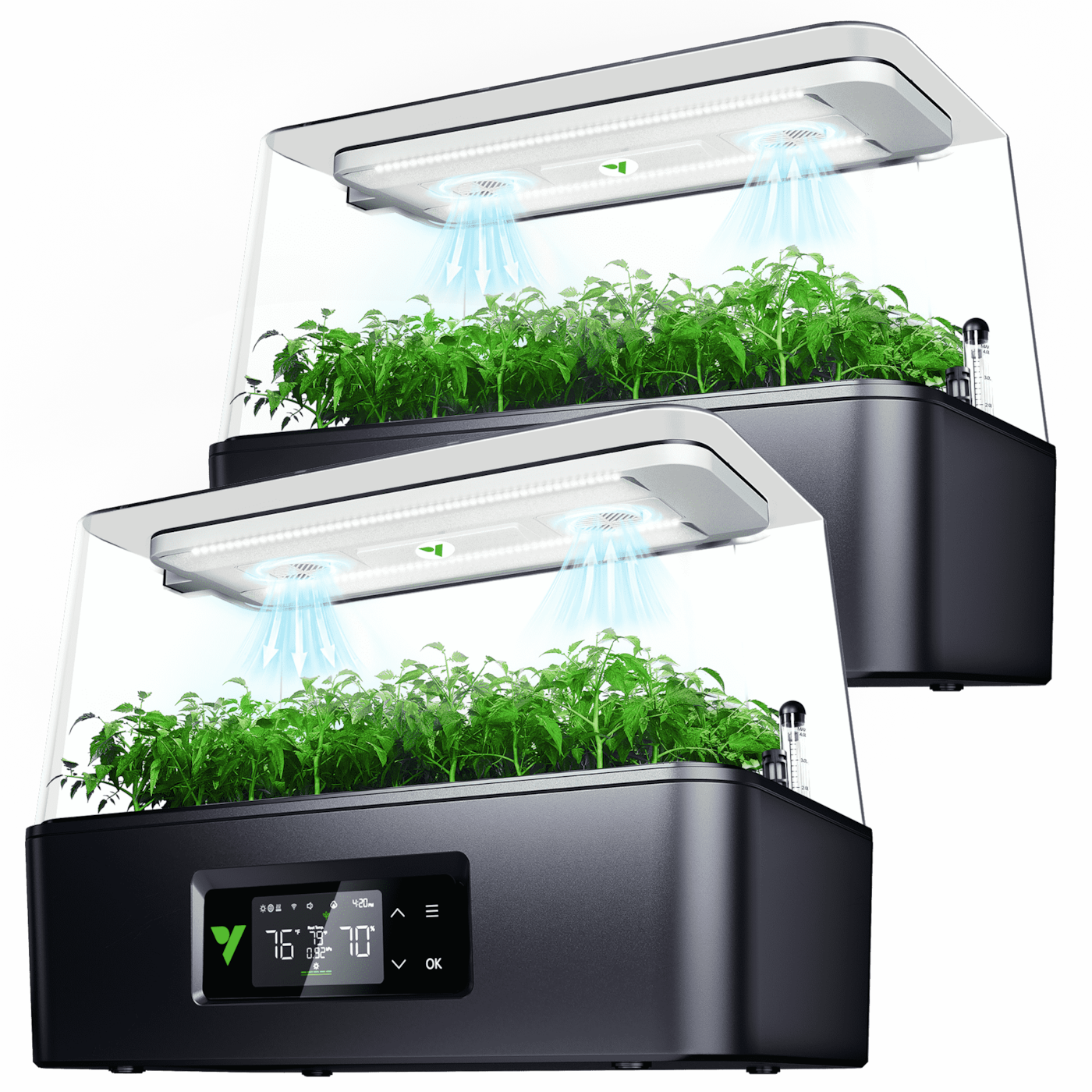VSeed Smart Seedling Box, Indoor Seed Starting & Cloning System with Ebb & Flow Irrigation, 2 Pack