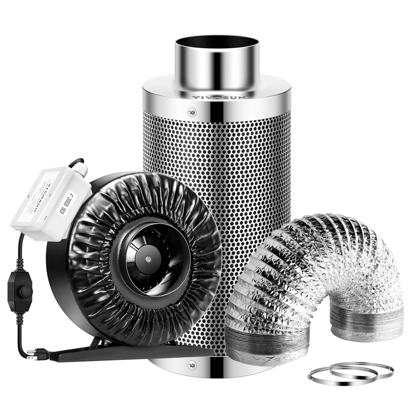 VIVOSUN 4-Inch 203 CFM Inline Duct Fan Kit with Carbon Filter and Ducting
