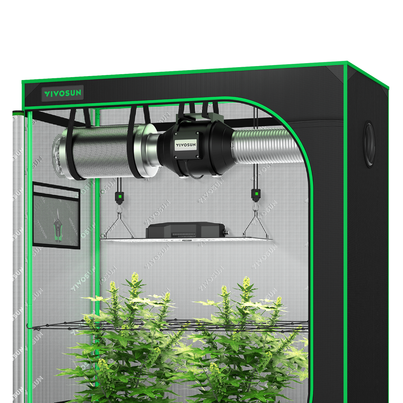 Standard Grow Tent Kit GIY-42 2x4, 2-Plant Complete System, with 200W VS2000 LED Grow Light, and 4-inch Ventilation Combo