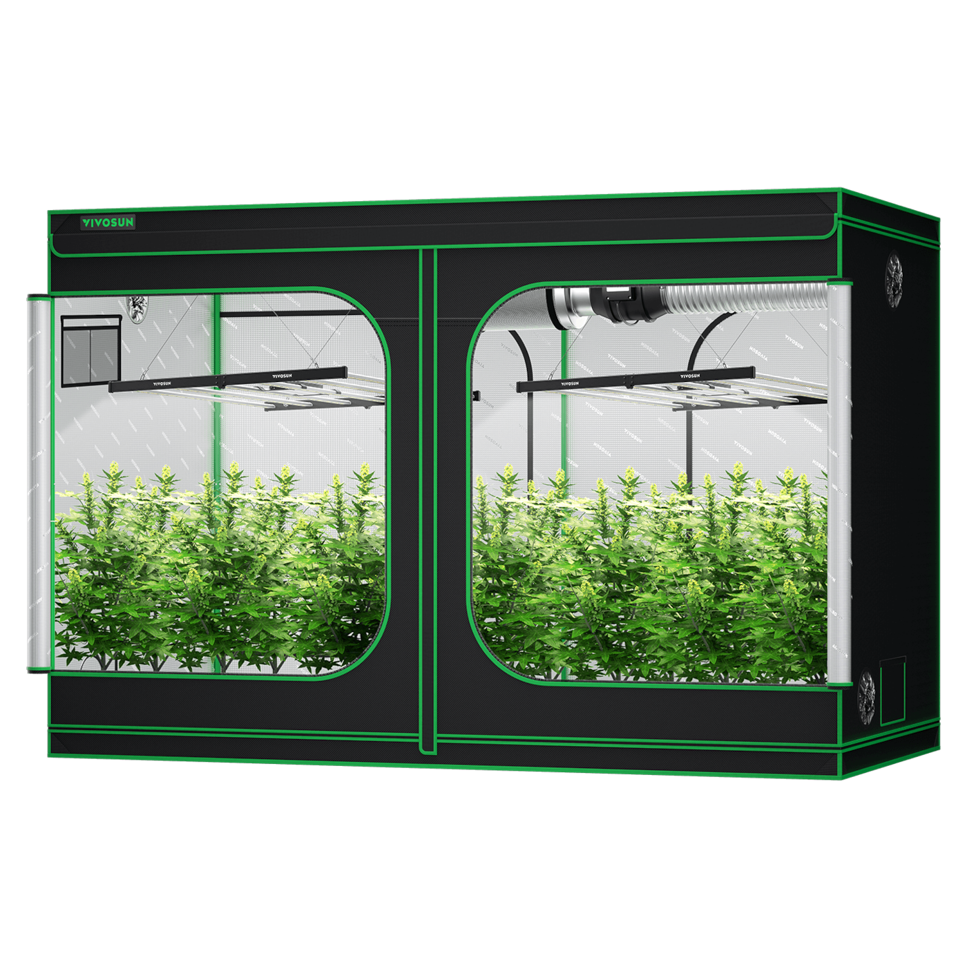 Standard Grow Tent Kit GIY-105 5x10, 12-Plant Complete System, with 2x 645W VSFL6450 LED Grow Light, and 8-inch Ventilation Combo