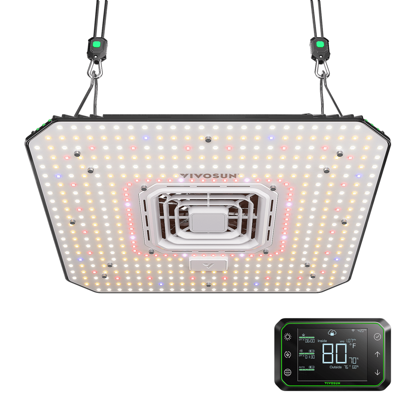 AeroLight A200 Tunable Spectrum LED Grow Light 200W, with Integrated Circulation Fan & GrowHub E42A, Compatible with APP, 3 x 3 Ft. Coverage