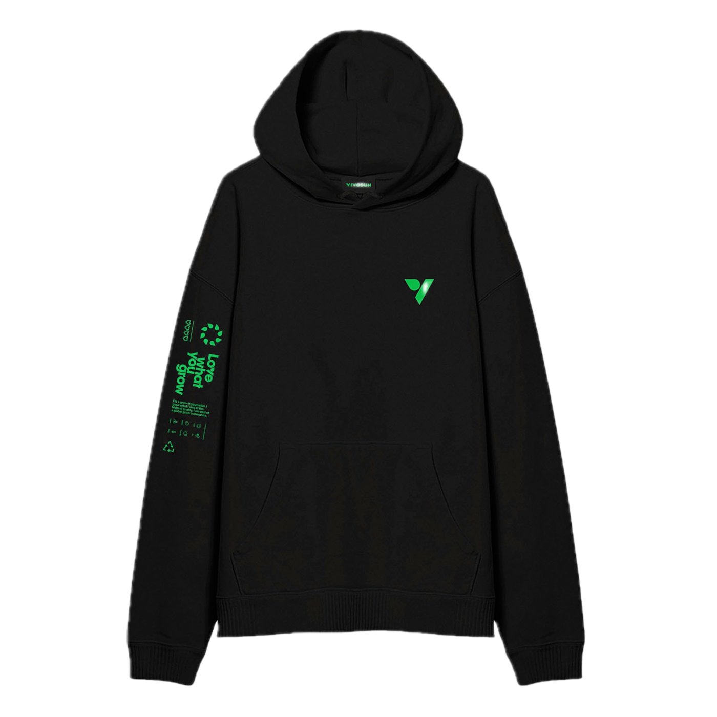 Vivosun Hoodie XL, Pocket Design, 340g Air Layer Fabric, Black