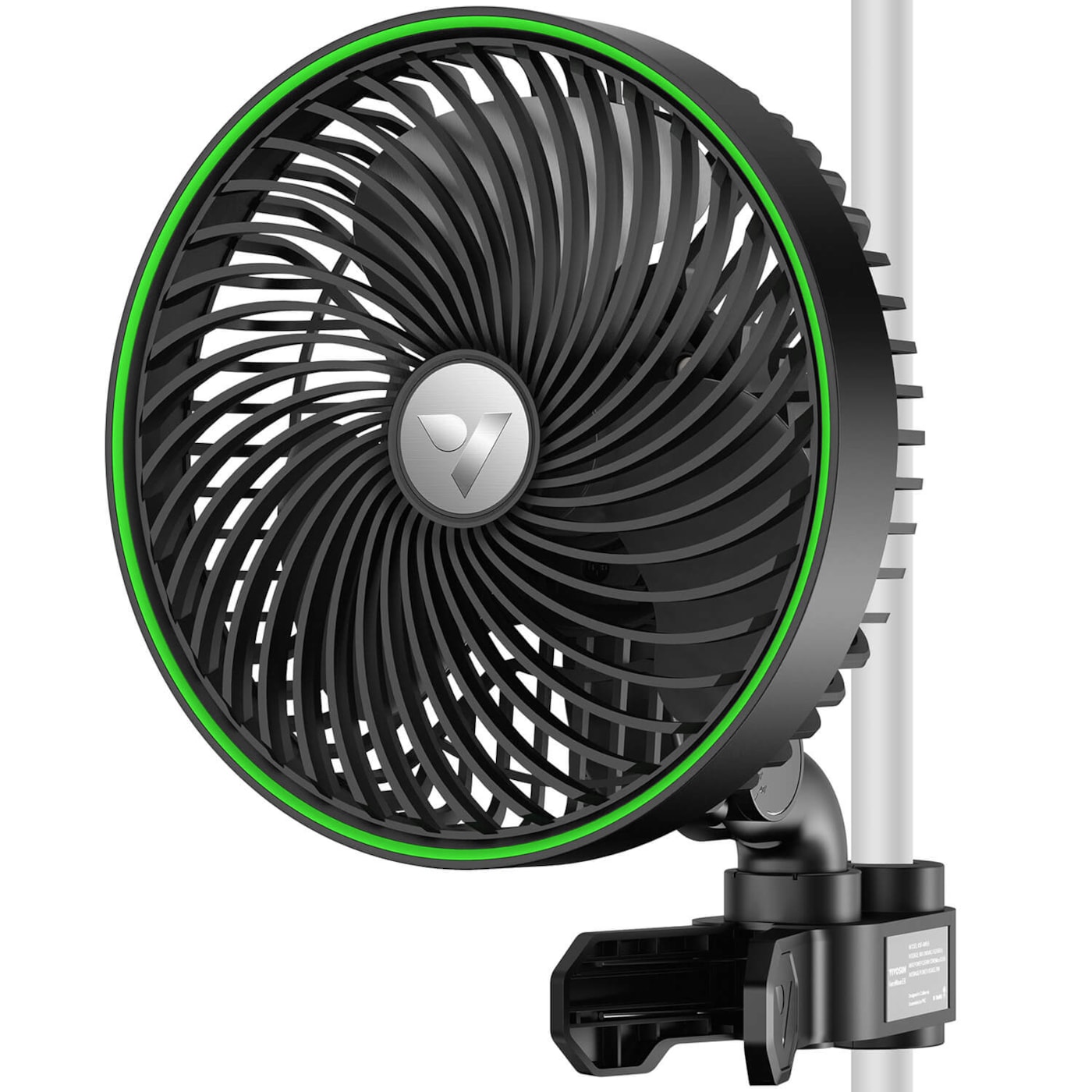 AeroWave E6 Clip-on Fan, EC Motor, Auto Oscillation Fan, Air Circulator For Grow Tent, Black