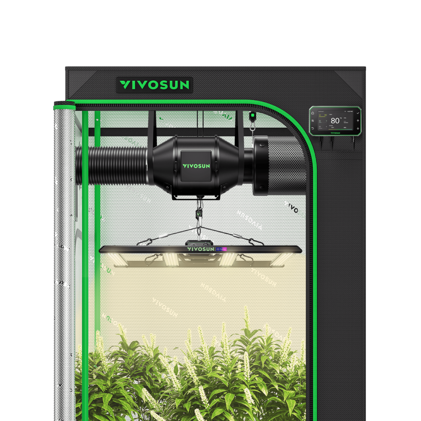 Smart Grow Tent Kit 3x3 Complete Indoor Grow System with Smart Controller, Full-Spectrum LED Grow Light & Ventilation Automation System, 1680D Mylar Tent 36"x36"x72"