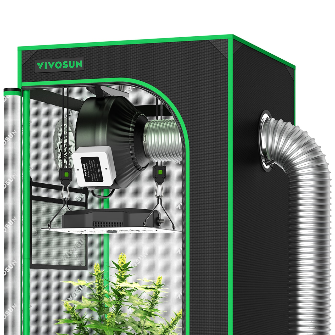 Standard Grow Tent Kit GIY-22 2x2, 1-Plant Complete System, with 100W VS1000 LED Grow Light, and 4-inch Ventilation Combo