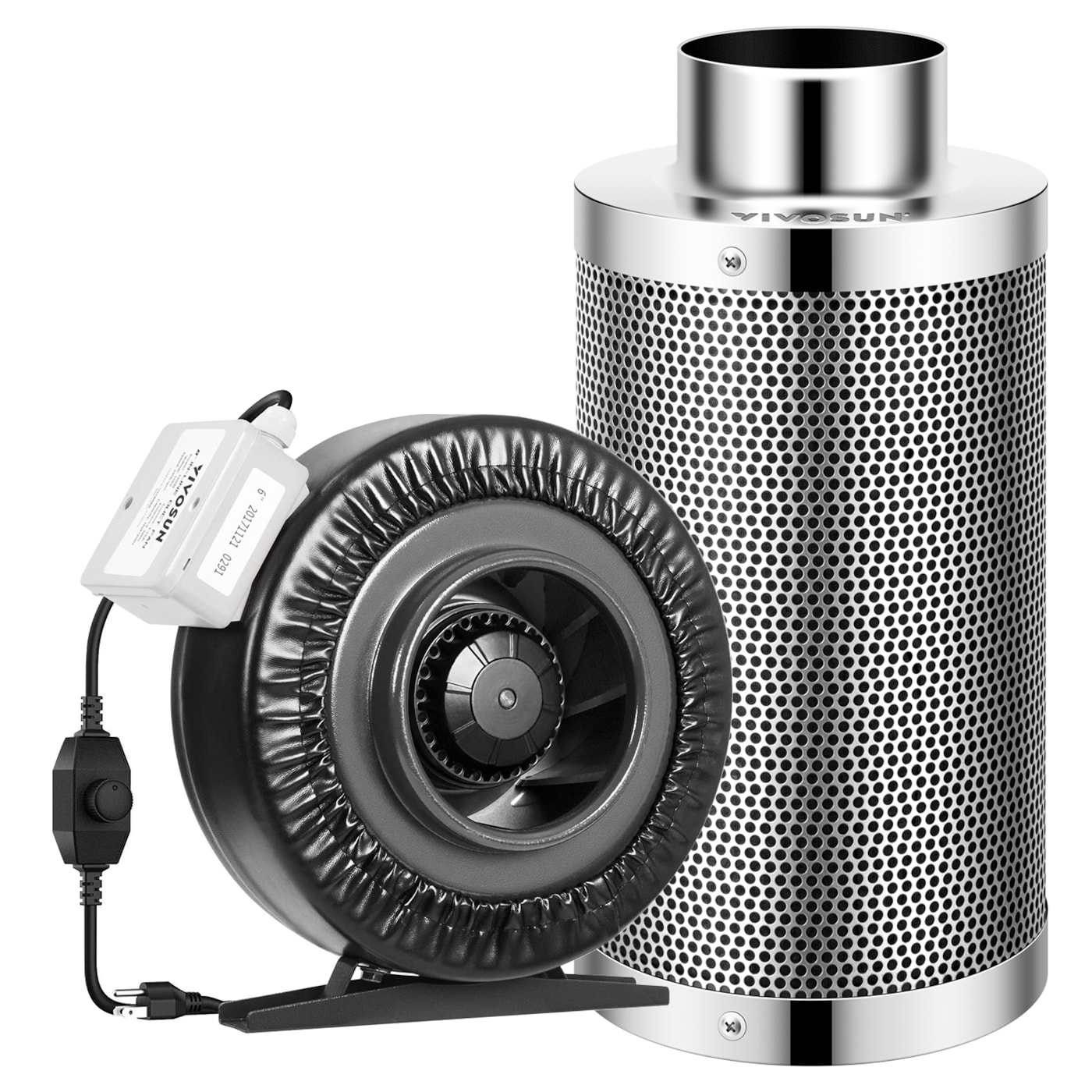 VIVOSUN 6-Inch 440 CFM Inline Duct Fan with Carbon Filter