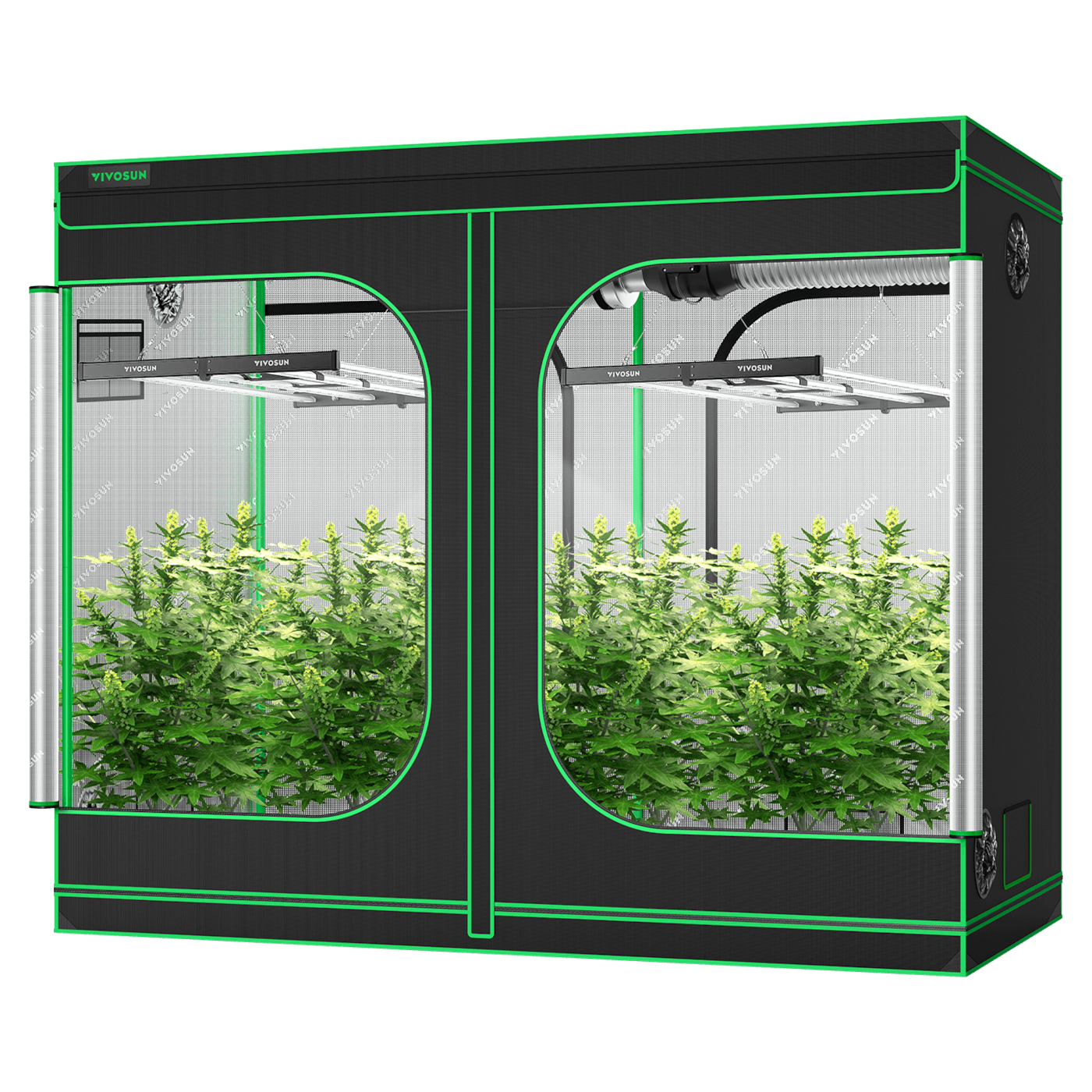 Standard Grow Tent Kit GIY-84 4x8, 8-Plant Complete System, with 2x 430W VSFL4300 LED Grow Light, and 8-inch Ventilation Combo
