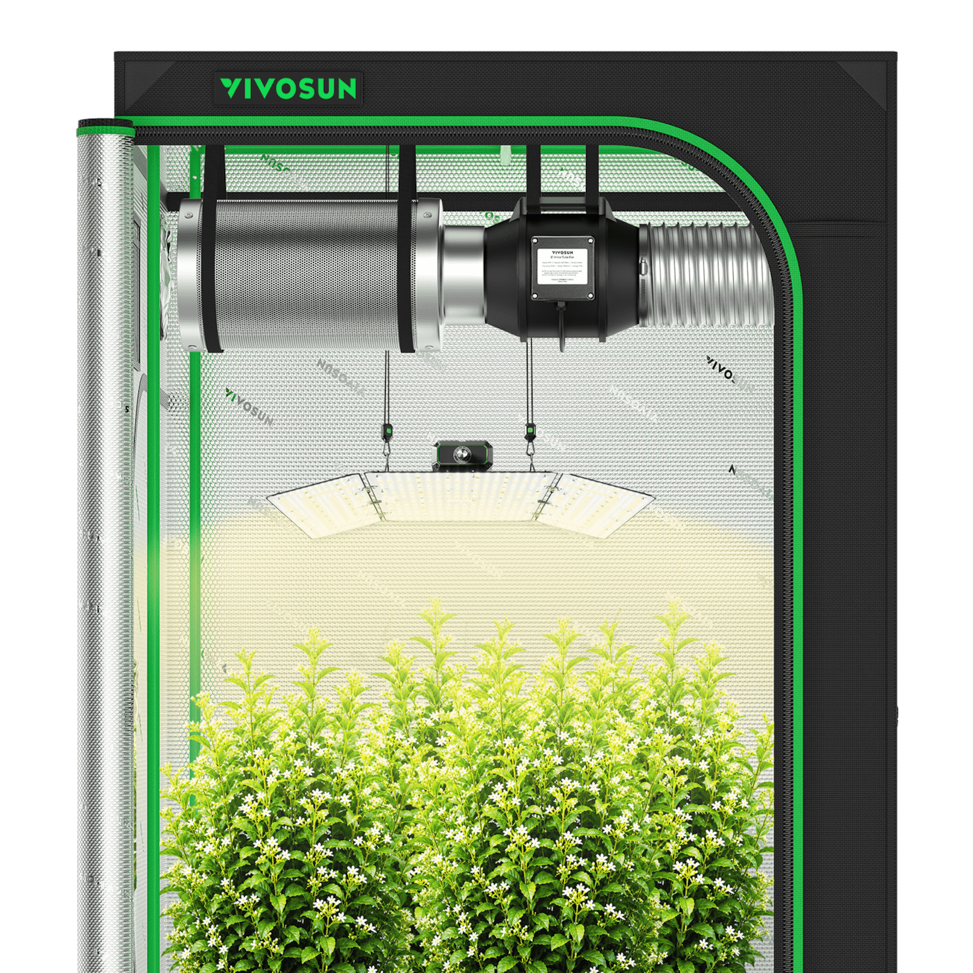 Complete Grow Tent Kit 4x4 Indoor Grow System with GrowHub WiFi Controller, Efficient Ventilation & Full-Spectrum LED Grow Light, 1680D Mylar Lightproof Tent 48"x48"x80"