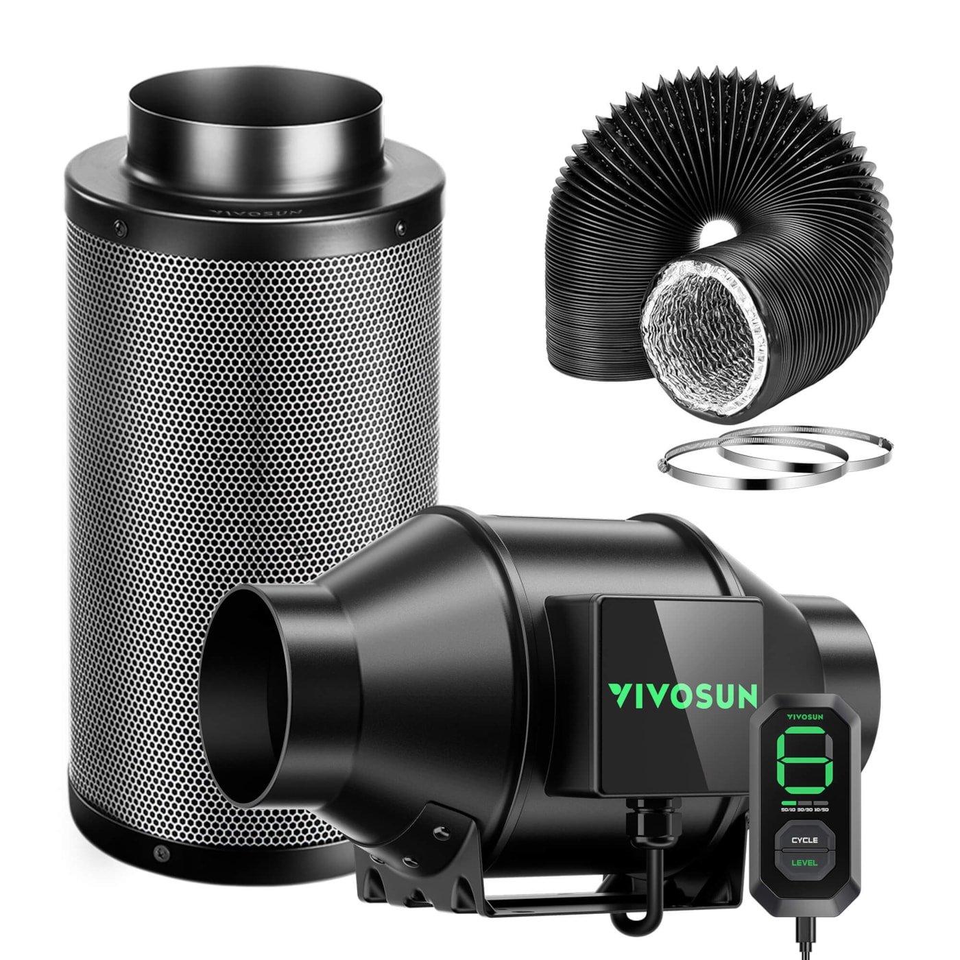 Smart Air Filtration Kit 4″, AeroZesh G4 Inlne Fan with E12 Speed