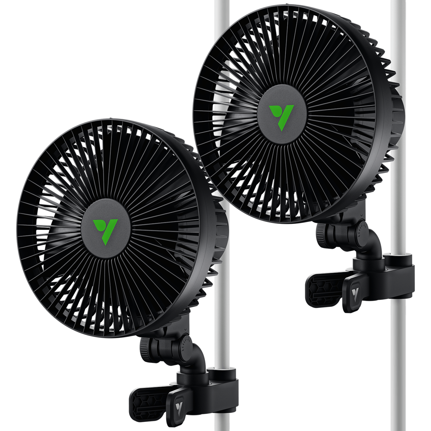 AeroWave A6 Grow Tent Clip Fan, 6" Auto Oscillating Fan with AC Motor, for Hydroponic Ventilation, Black, 2-Pack