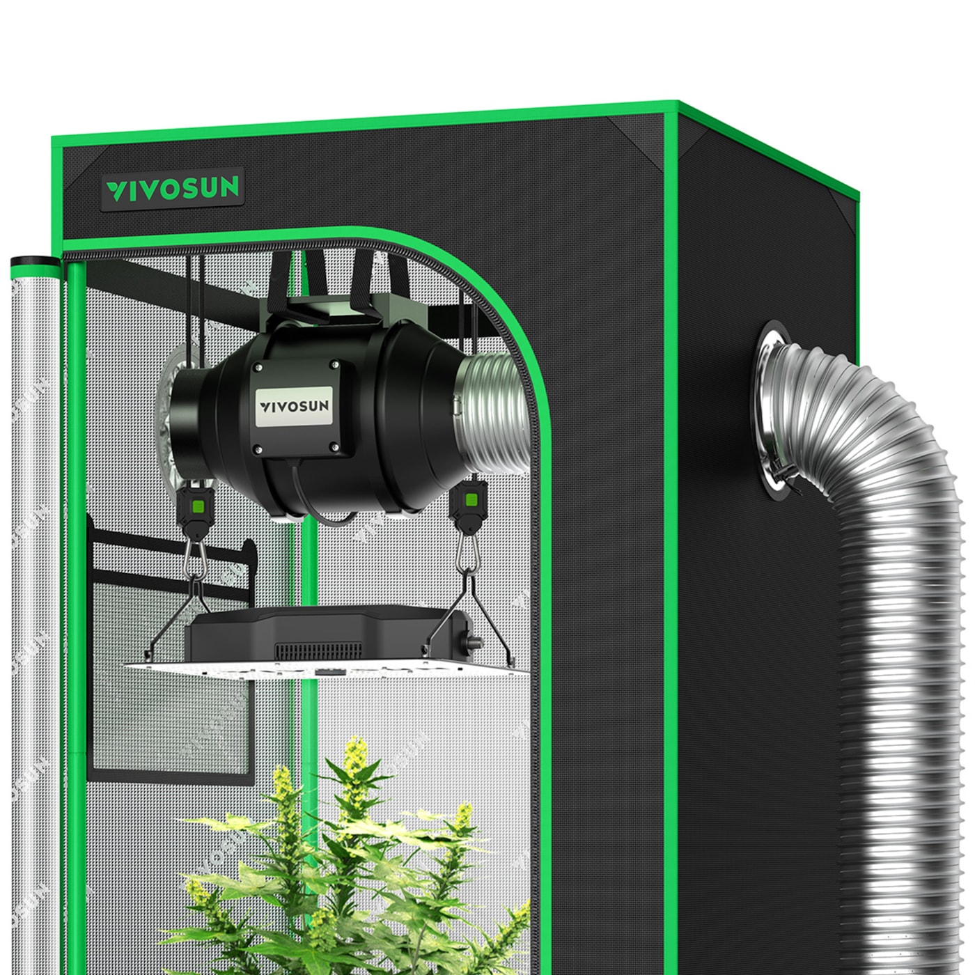 Standard Grow Tent Kit GIY-22 2x2, 1-Plant Complete System, with 100W VS1000 LED Grow Light, and 4-inch Ventilation Combo