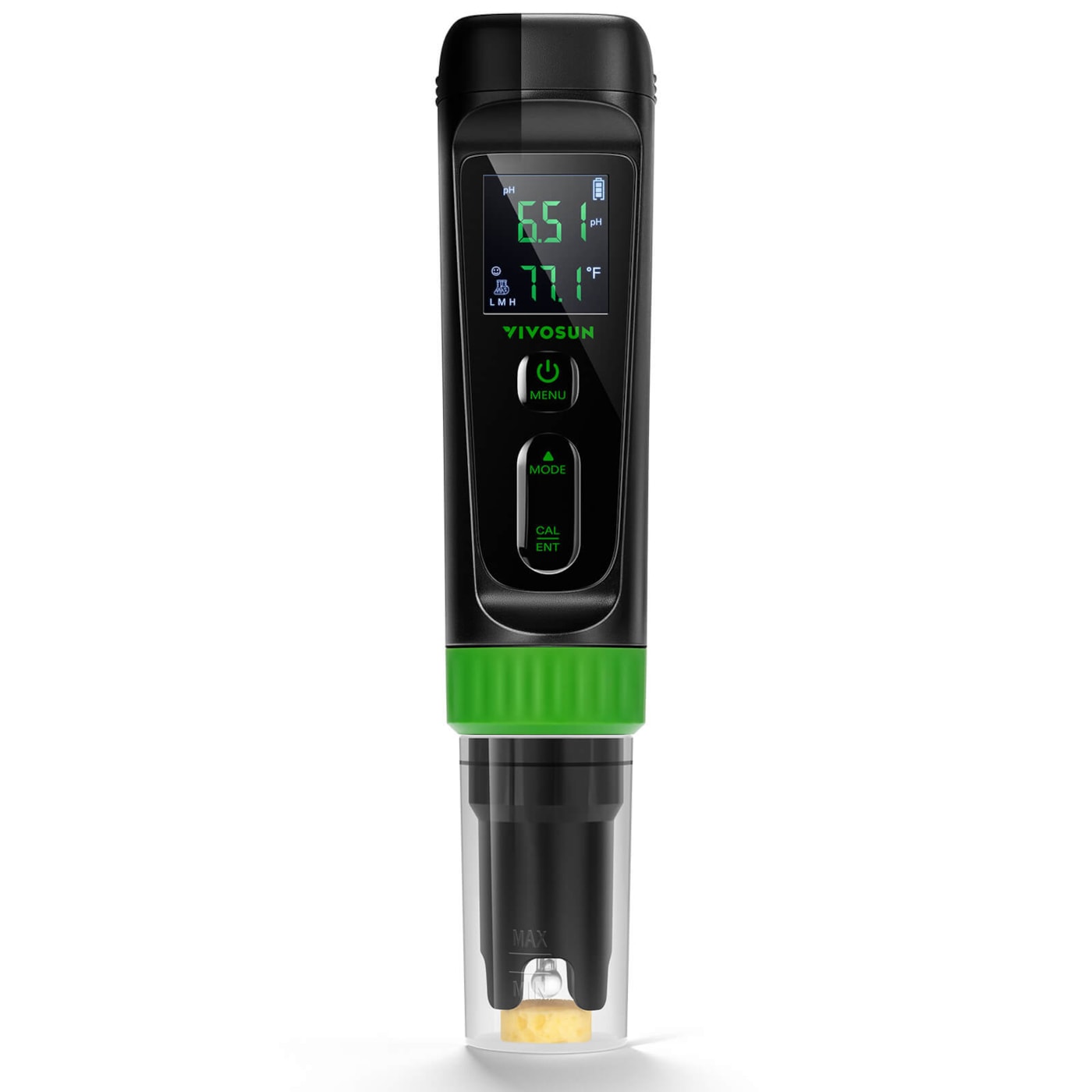 pH Meter, High Accuracy pH Tester with ATC, Digital pH Pen 0.00–14.00 ±0.1pH, Portable Nutrient Test Meter with Interchangeable Probe for Water