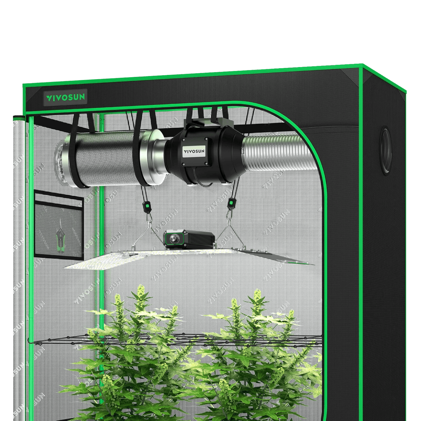 Standard Grow Tent Kit GIY-42 2x4, 2-Plant Complete System, with VSL-LL200 Lumalight LED Grow Light, and 4-inch Ventilation Combo