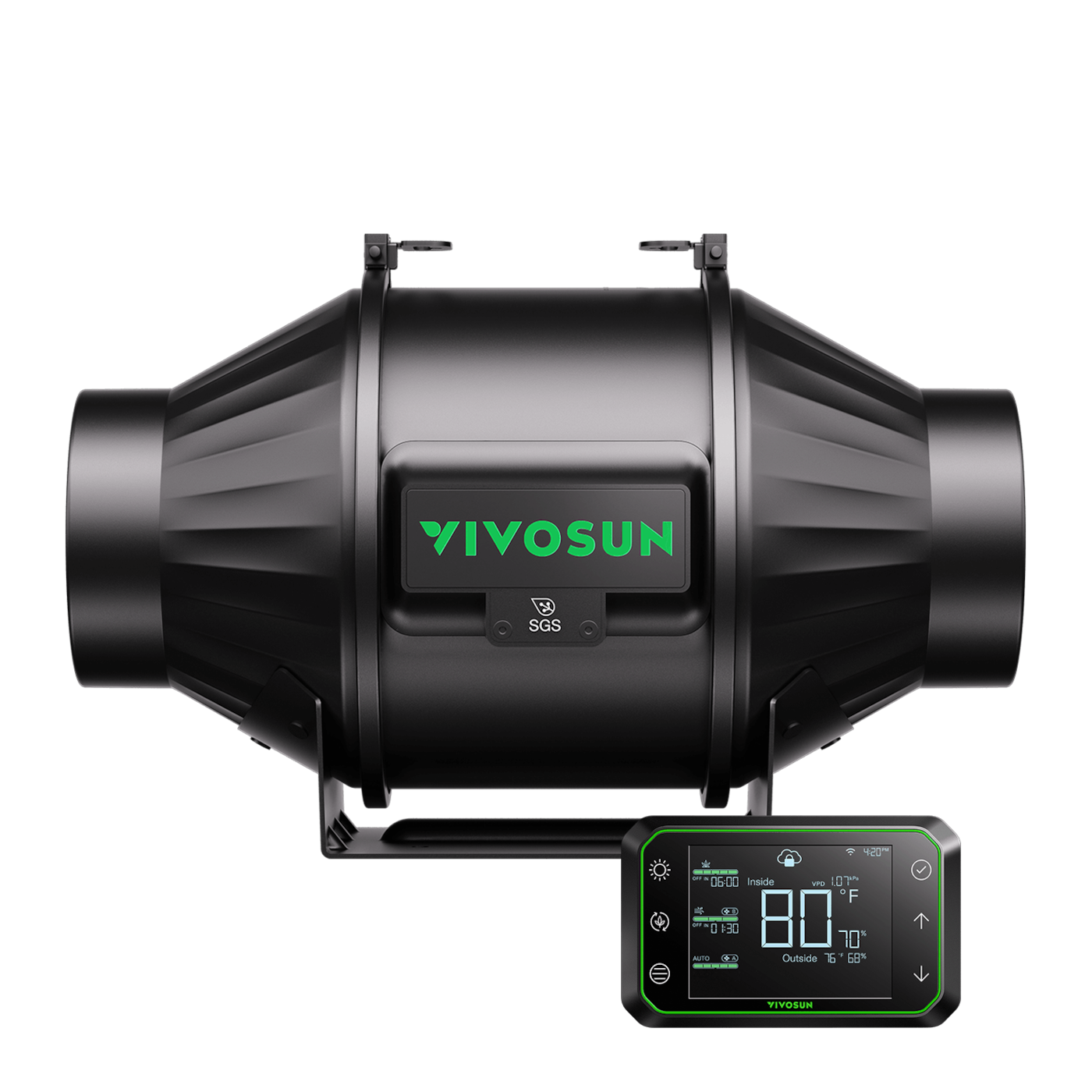 AeroZesh T4 Inline Fan 4″ with E42A Temp. Humidity WiFi Controller, PWM-Controlled EC Fan for Grow Tent Ventilation