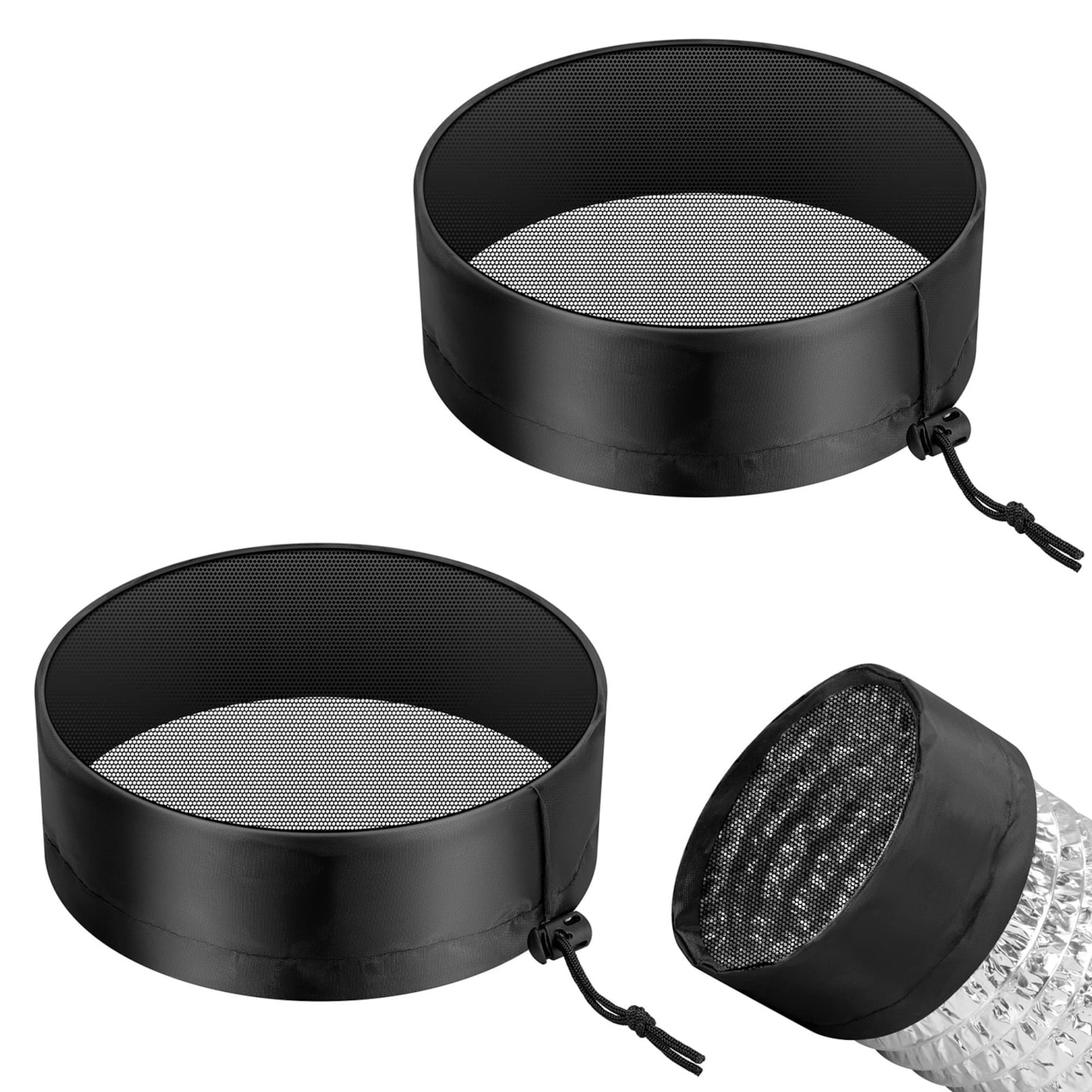 8" Grow Tent Duct Filter Vent Cover w/ Elastic Band and Fixed Buckle, 2 Pcs