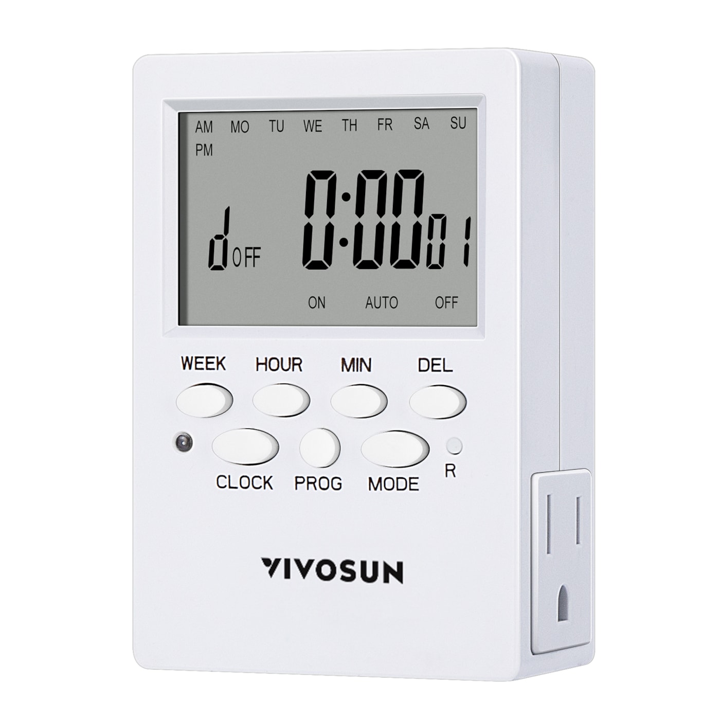 VIVOSUN 7 Day Programmable Digital Timer with Dual Outlet 1-Pack
