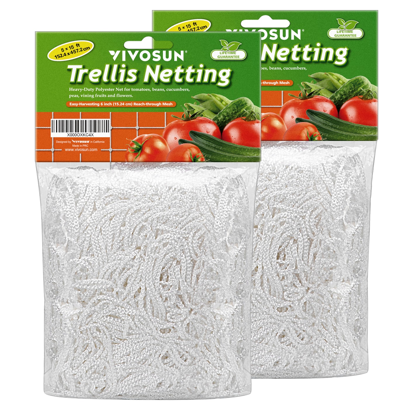 VIVOSUN 5 x 15 ft Heavy-duty Polyester Plant Trellis Netting 2-Pack