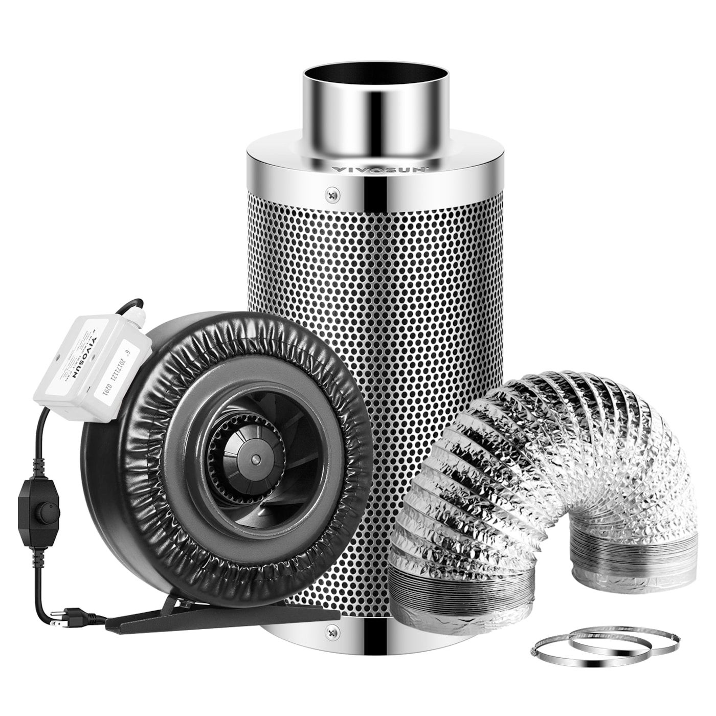 VIVOSUN 6-Inch 440 CFM Inline Duct Fan Kit with Carbon Filter and Ducting