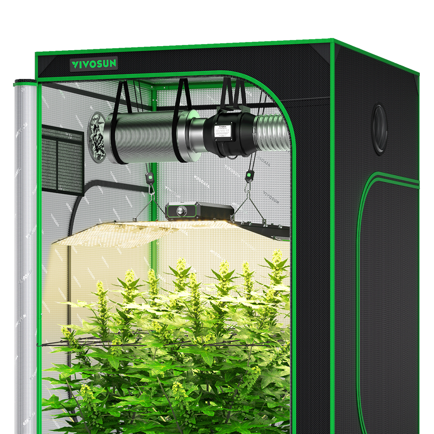 Starter Grow Tent Kit, 4 × 4ft 4-Plant System, WiFi-Controlled Grow System with Full Spectrum LED Grow Light, Automatic Ventilation, GrowHub Outlet A22 with Temperature and Humidity Sensor