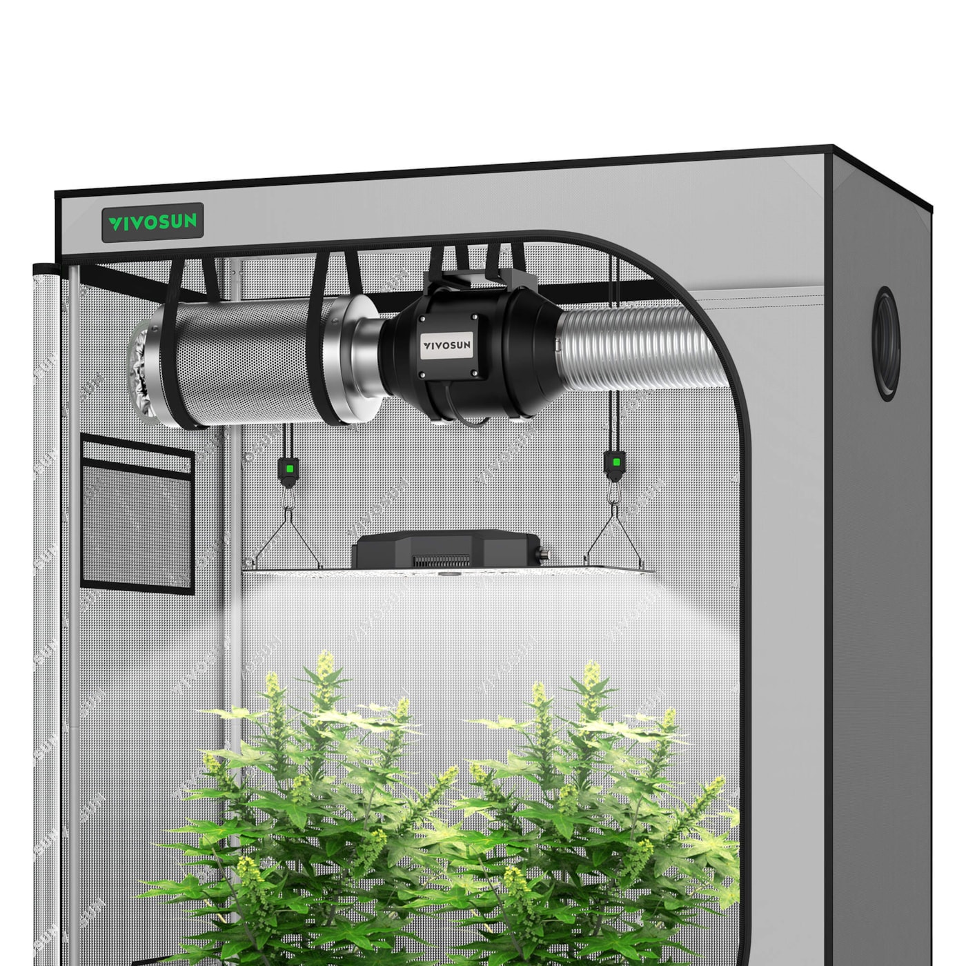 Standard Grow Tent Kit GIY-G42 2x4, 2-Plant Complete System, with 200W VS2000 LED Grow Light, and 4-inch Ventilation Combo