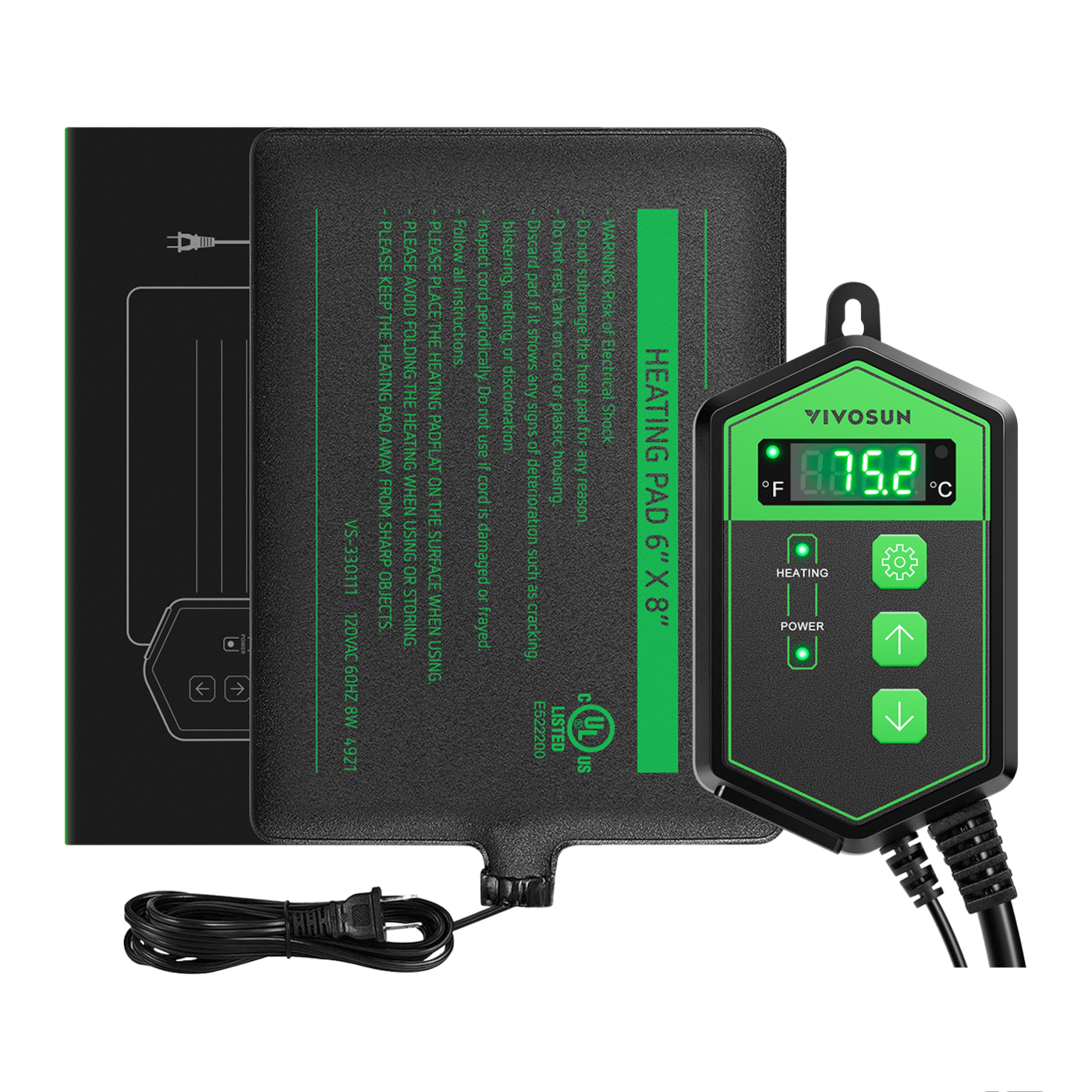 Vivosun 6 x 8 Inch Reptile Heat Mat and Digital Thermostat Combo