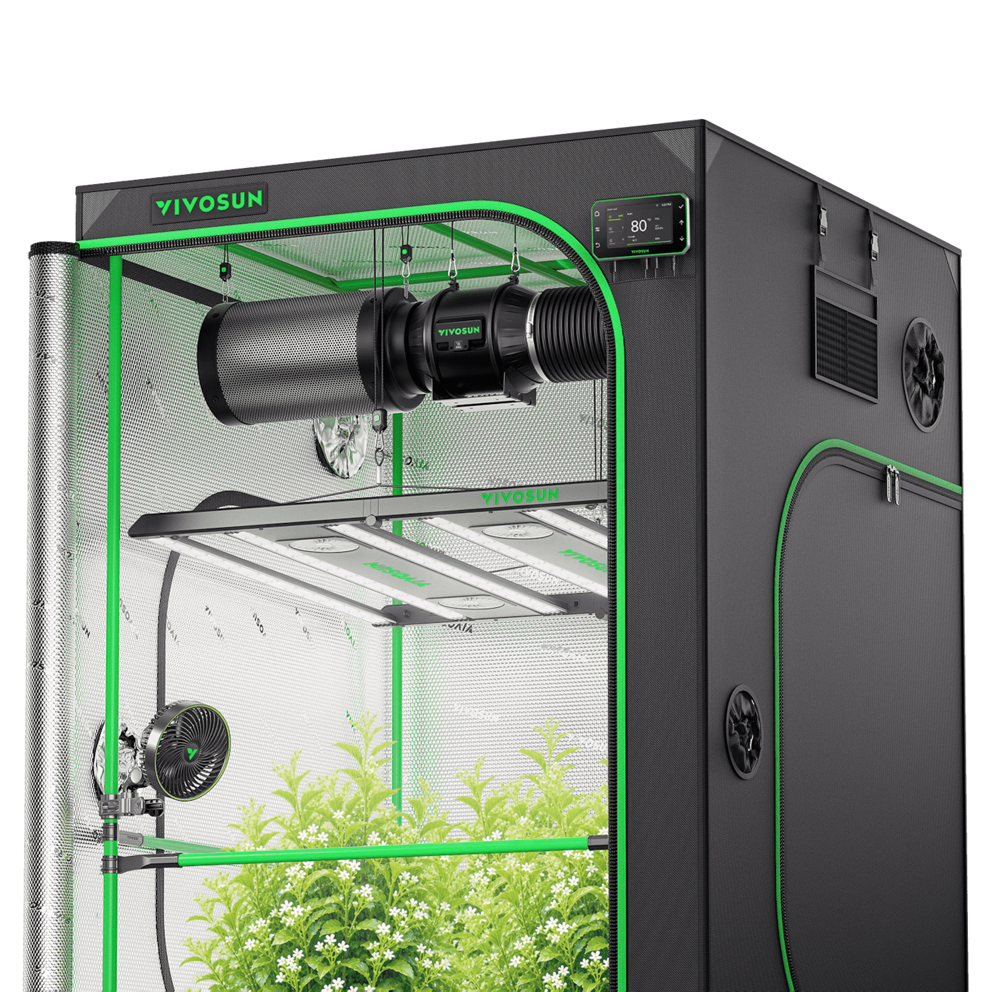 Smart Grow Tent Kit PRO 4x4 Indoor Grow System with 2-in-1 Tunable Spectrum LED Light, Smart GrowHub Automation, Efficient Ventilation & 360° Airflow, 2000D Mylar Tent 48"x48"x80"