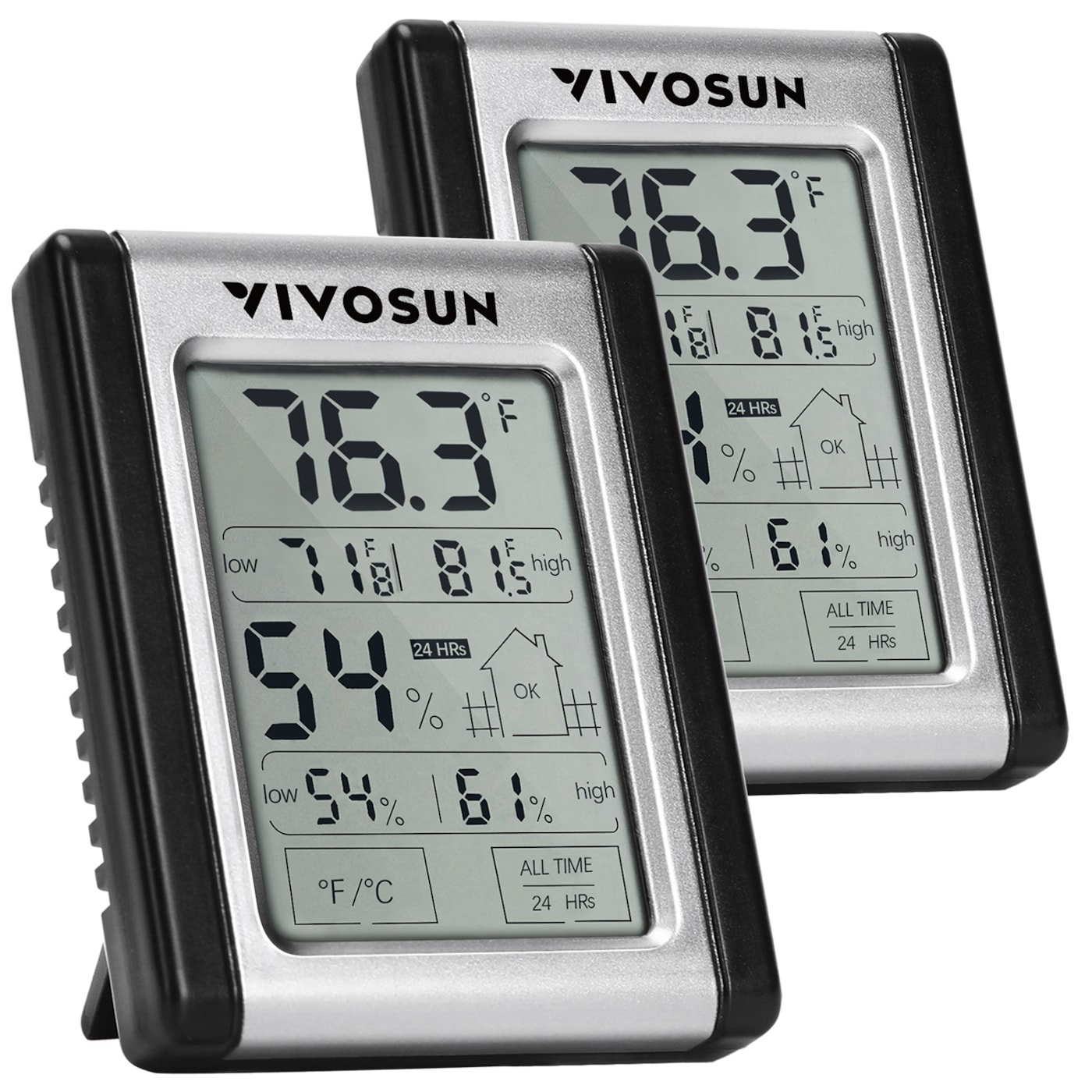 VIVOSUN Digital Indoor Thermometer & Hygrometer with Humidity Guage 2-Pack