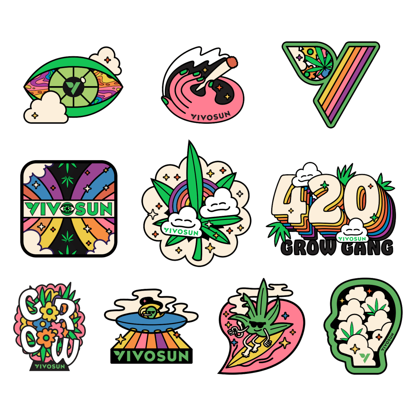 Brand Stickers Featuring Unique Designs, 10 pcs