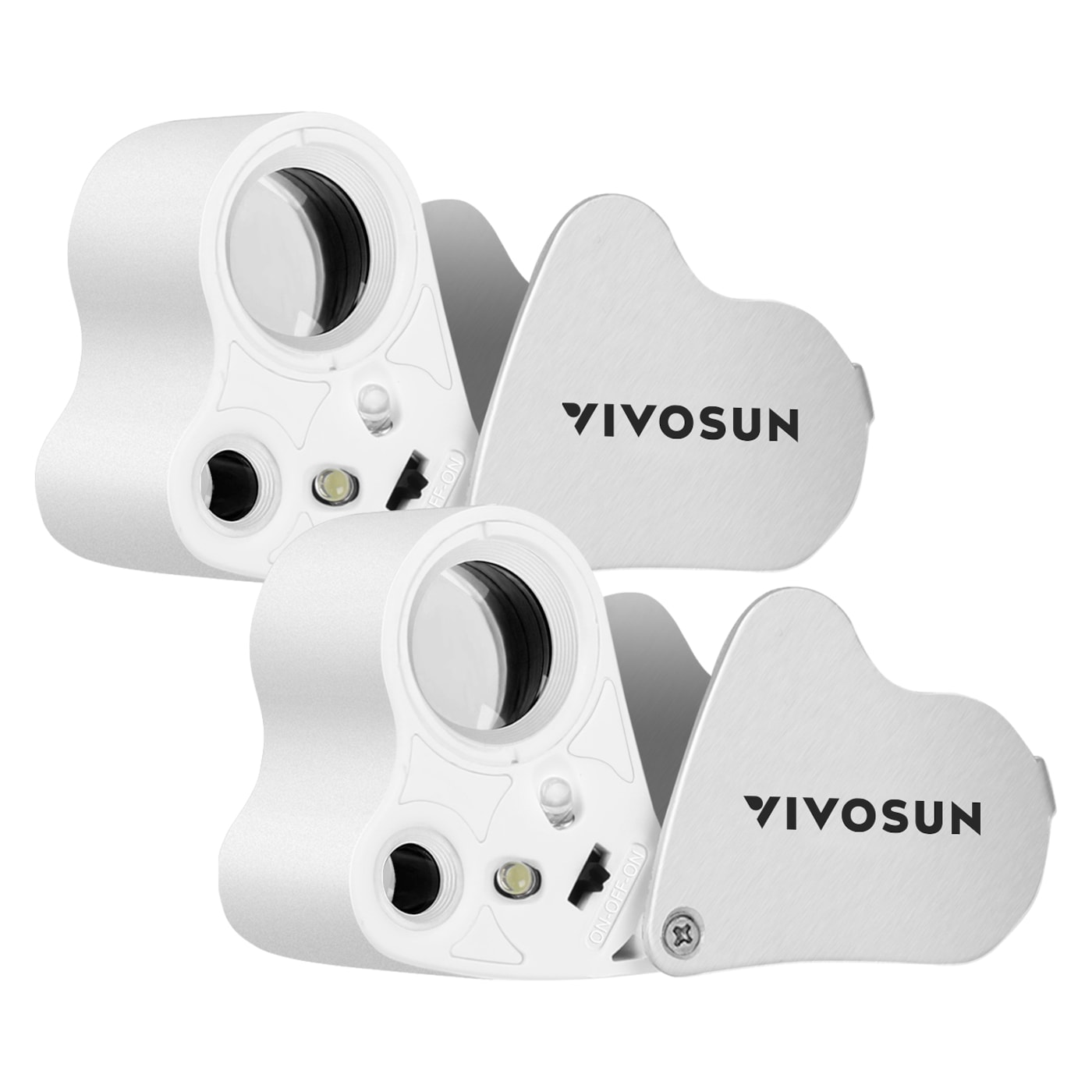 VIVOSUN 30X-60X Jewelers Loupe Magnifier with LED Light (2-Pack White)