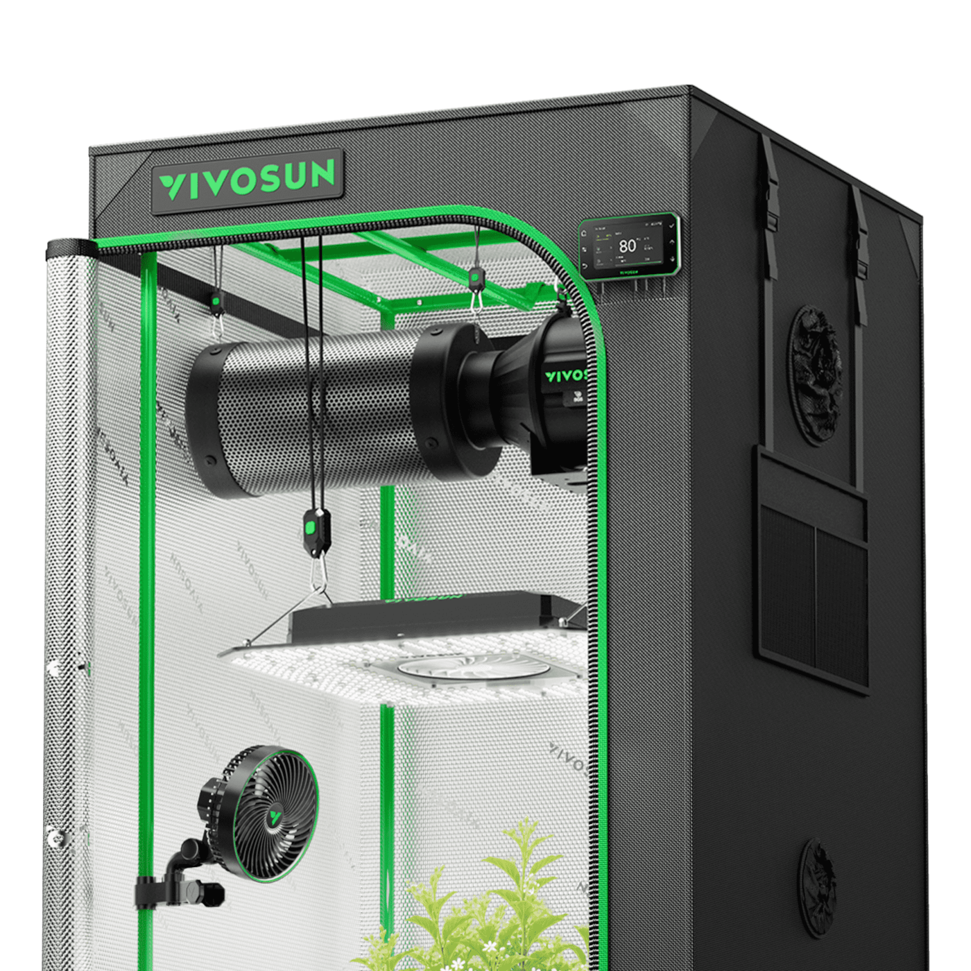 Smart Grow Tent Kit PRO 2.3x2.3 Indoor Grow System with 2-in-1 Tunable Spectrum LED Light, Smart GrowHub Automation, Efficient Ventilation & 360° Airflow, 2000D Mylar Tent 28"x28"x63"