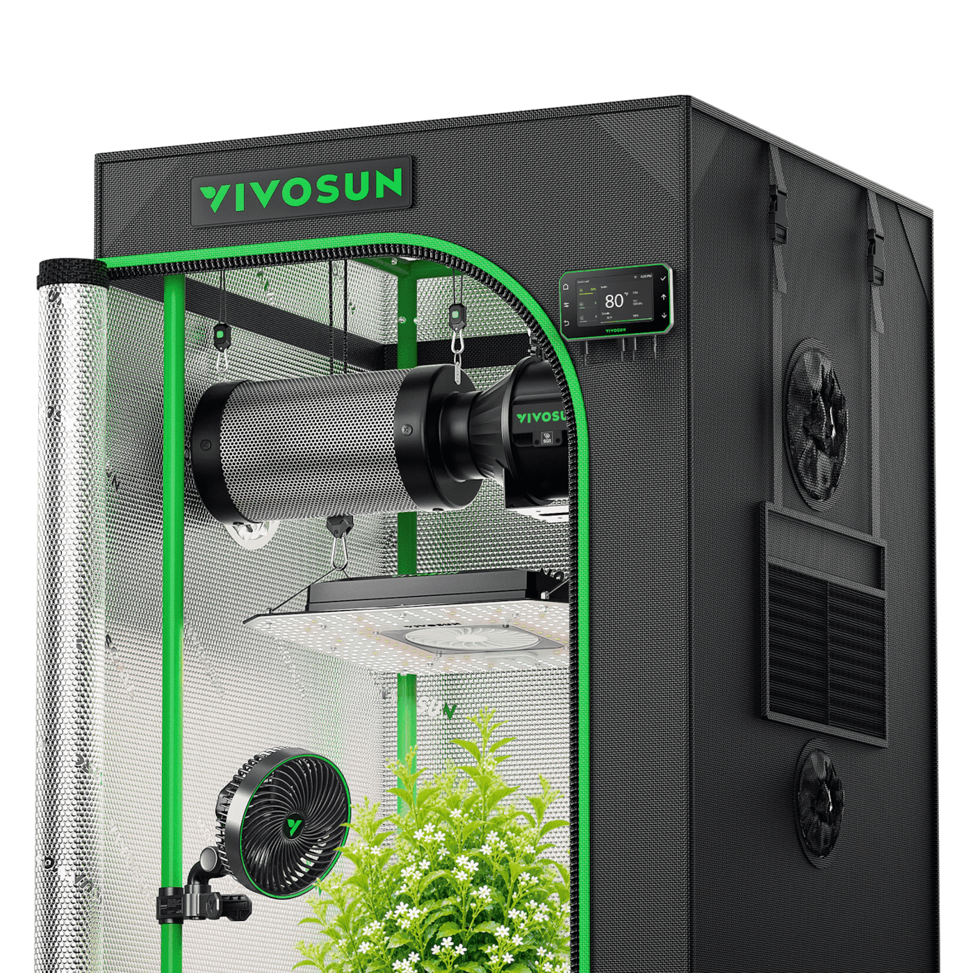 Smart Grow Tent Kit PRO 2x2 Indoor Grow System with 2-in-1 Tunable Spectrum LED Light, Smart GrowHub Automation, Efficient Ventilation & 360° Airflow, 2000D Mylar Tent 24"x24"x48"