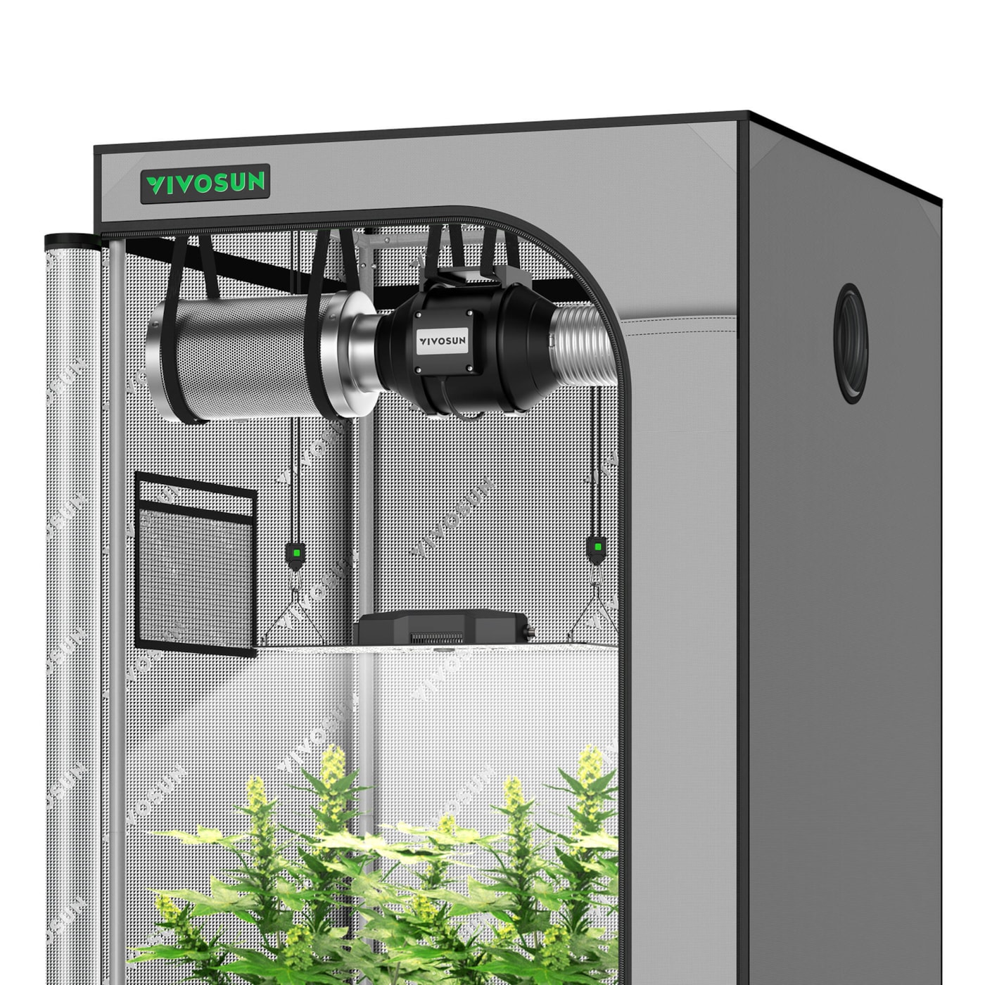 Standard Grow Tent Kit GIY-G33 3x3, 3-Plant Complete System, with 200W VS2000 LED Grow Light, and 4-inch Ventilation Combo