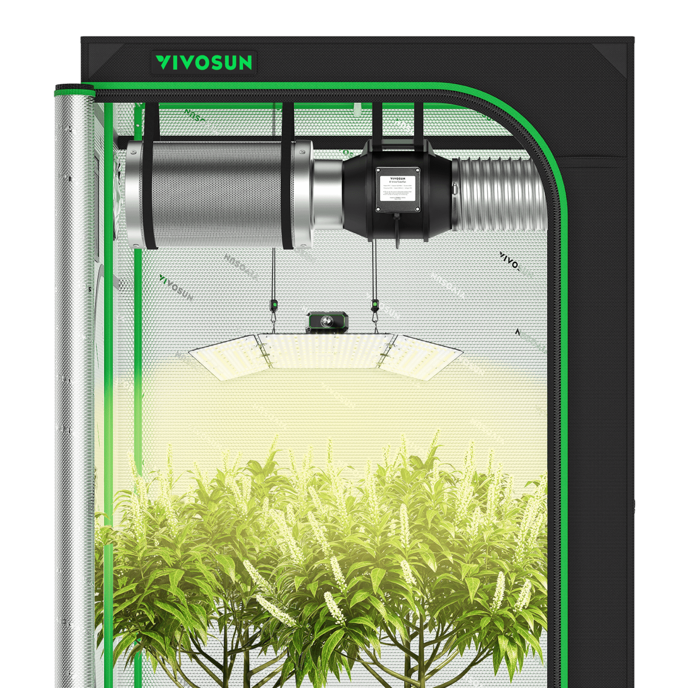 Complete Grow Tent Kit 4x4 Indoor Grow System with GrowHub WiFi Controller, Efficient Ventilation & Full-Spectrum LED Grow Light, 1680D Mylar Lightproof Tent 48"x48"x80"
